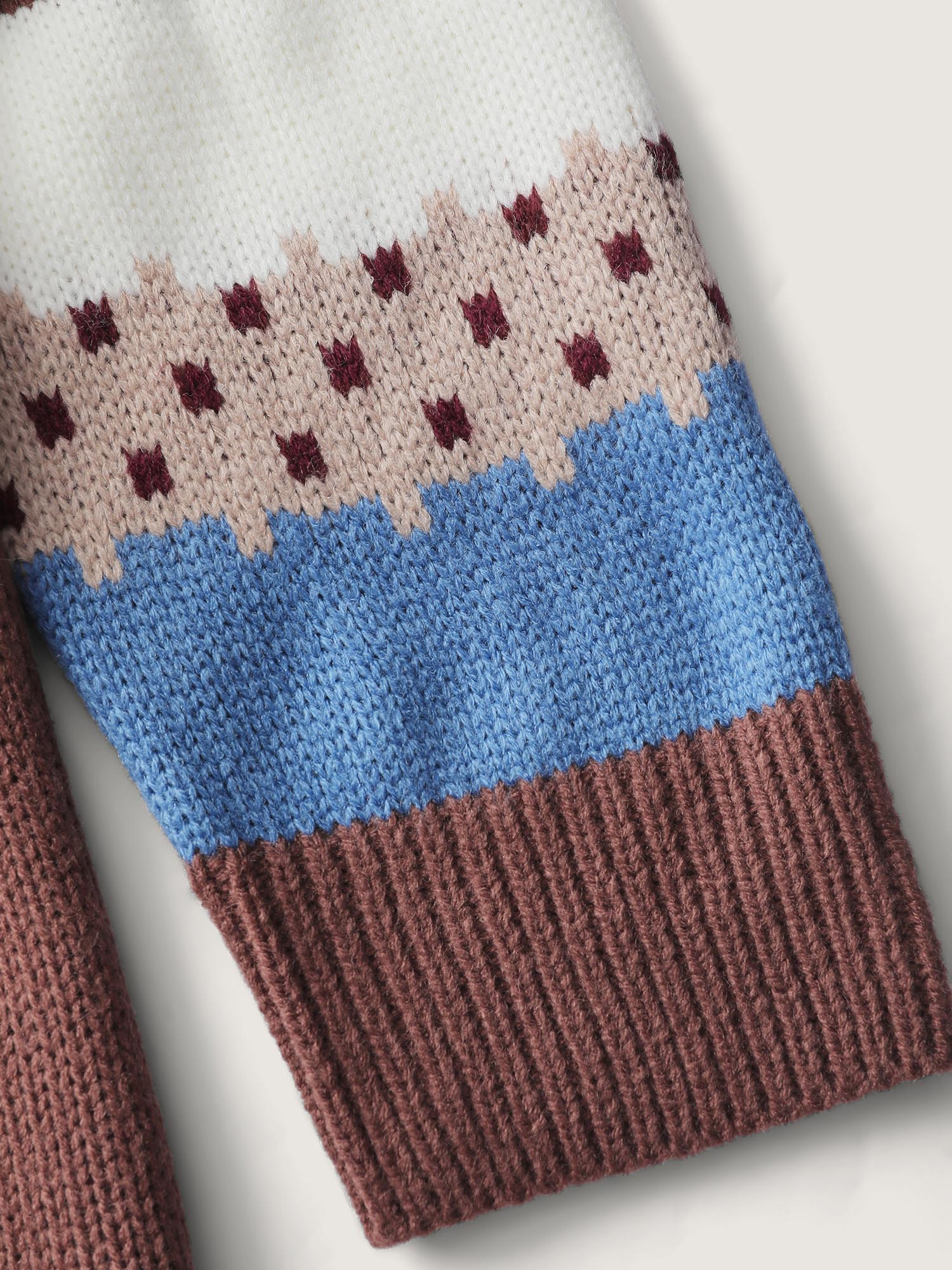 Fair-Isle Jacquard Pattern Contrast Pullover - Image 6