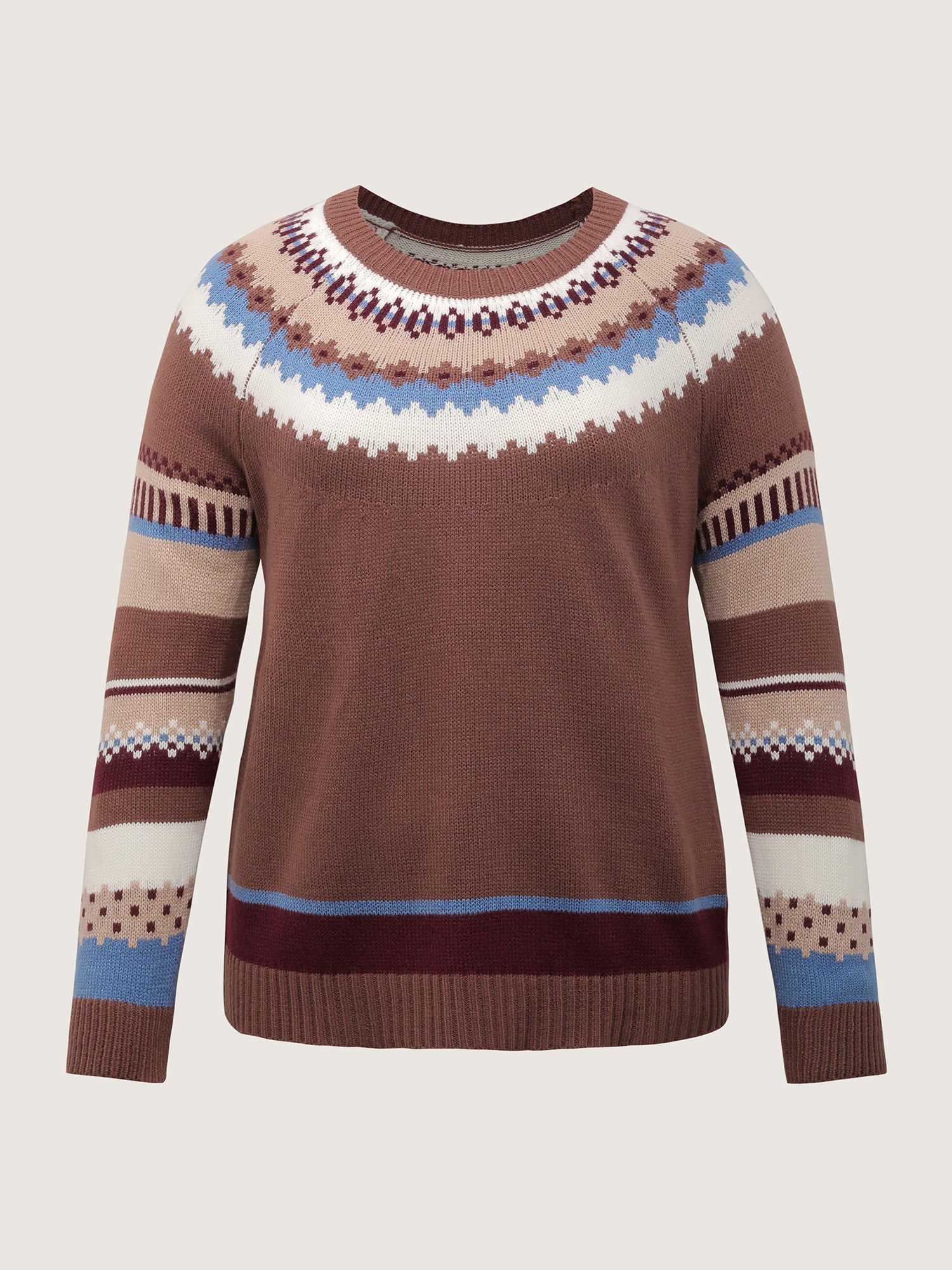 Fair-Isle Jacquard Pattern Contrast Pullover - Image 7