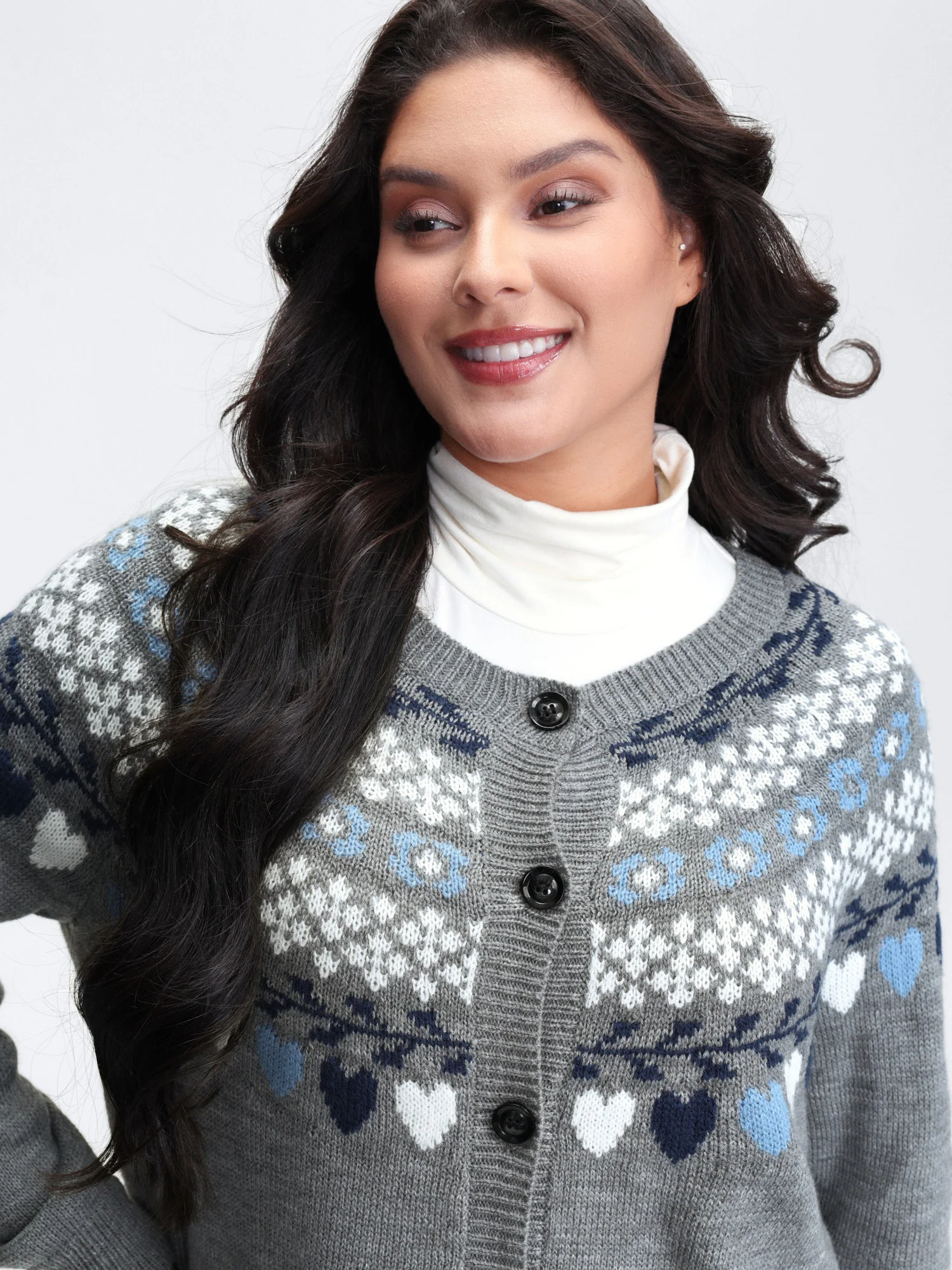Fair Isle Patch Pockets Knit Cardigan - Image 2