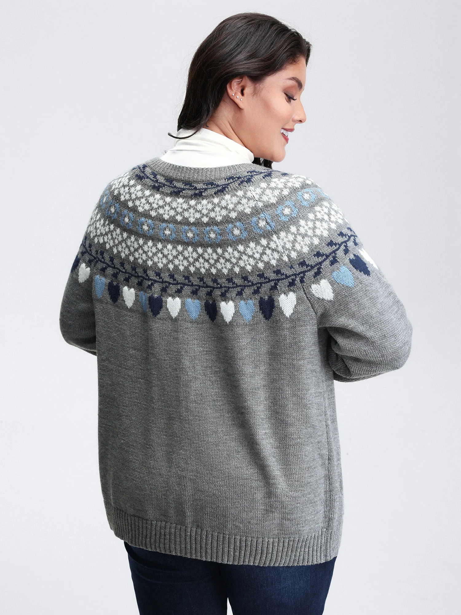 Fair Isle Patch Pockets Knit Cardigan - Image 4