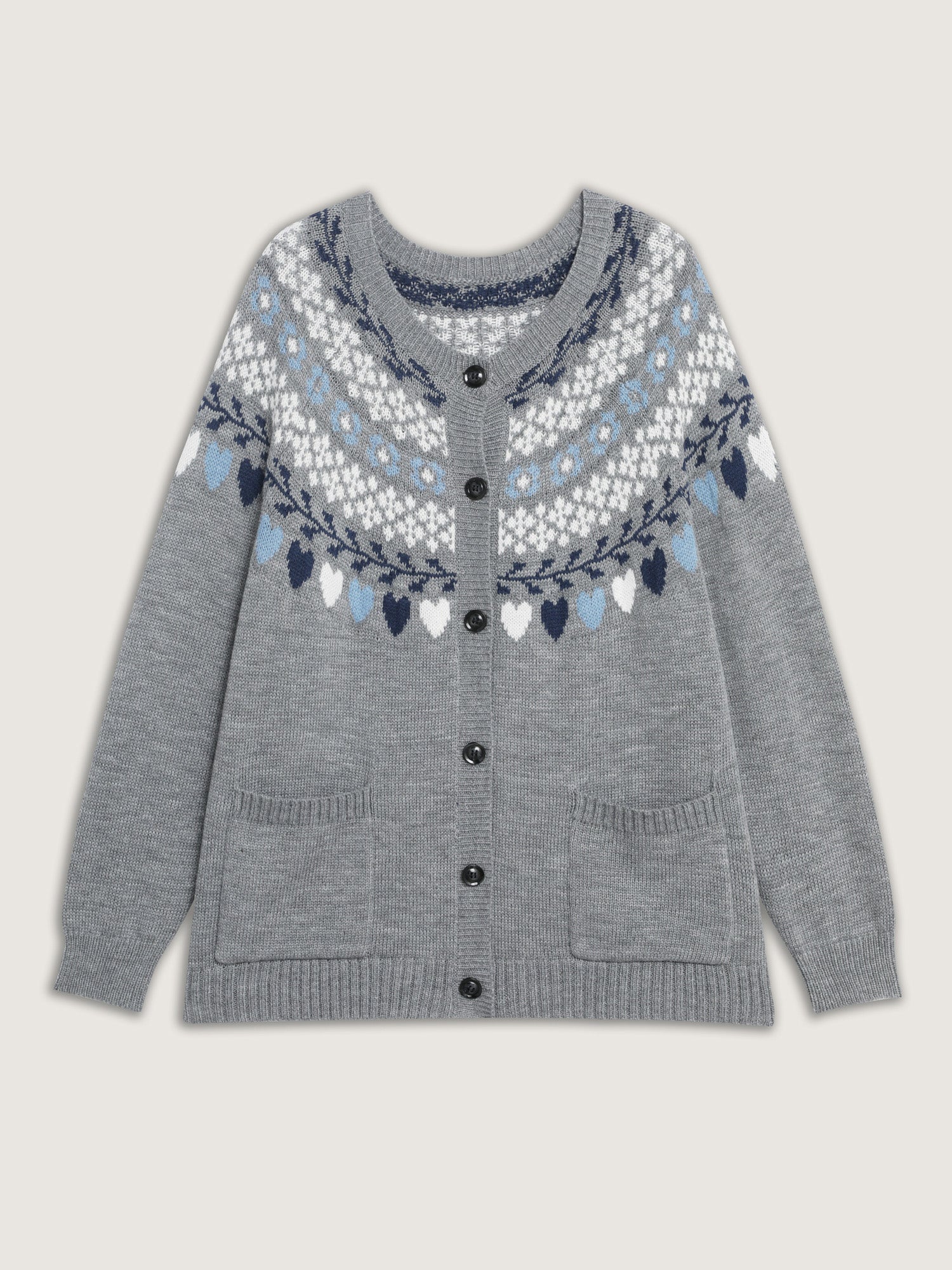 Fair Isle Patch Pockets Knit Cardigan - Image 8