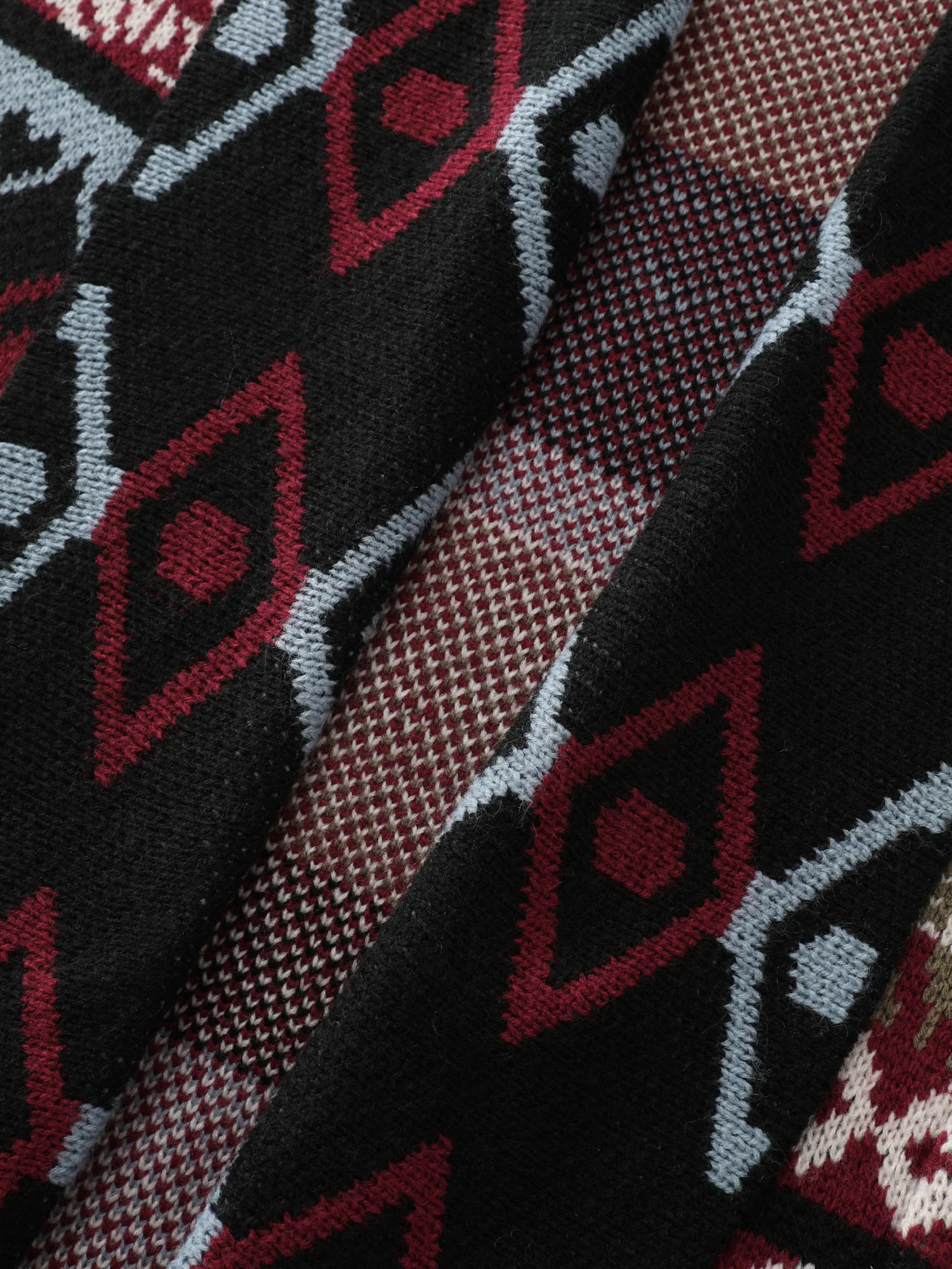 Fair-Isle Pattern Jacquard Fringes Knit Cardigan - Image 6