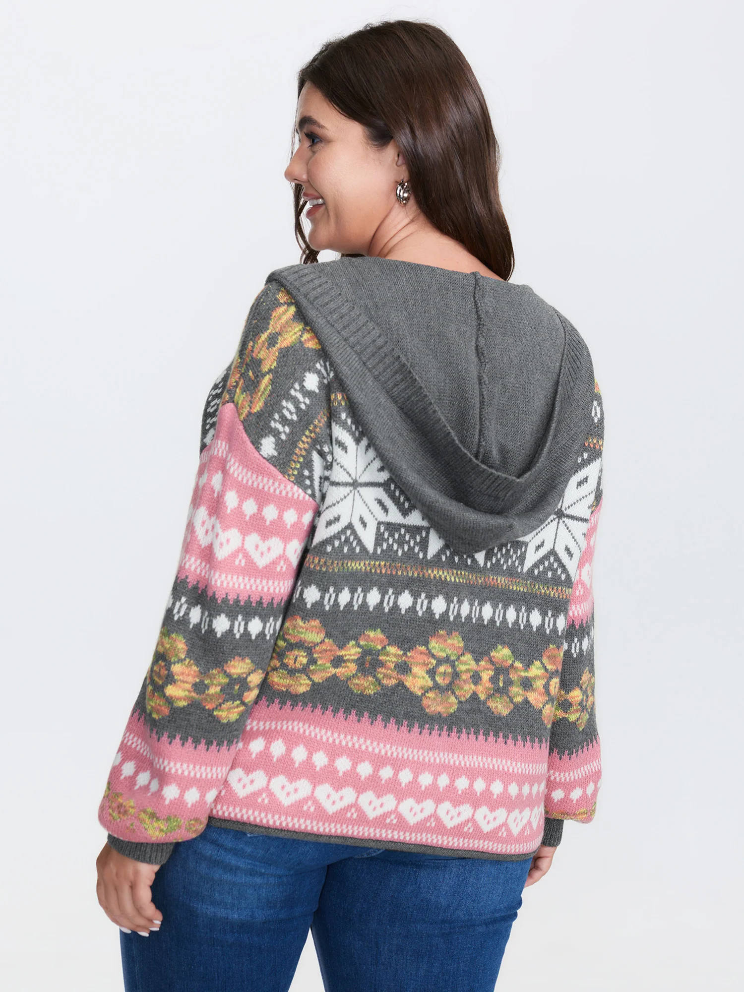 Fair-Isle Pattern Jacquard Knit Cardigan - Image 4