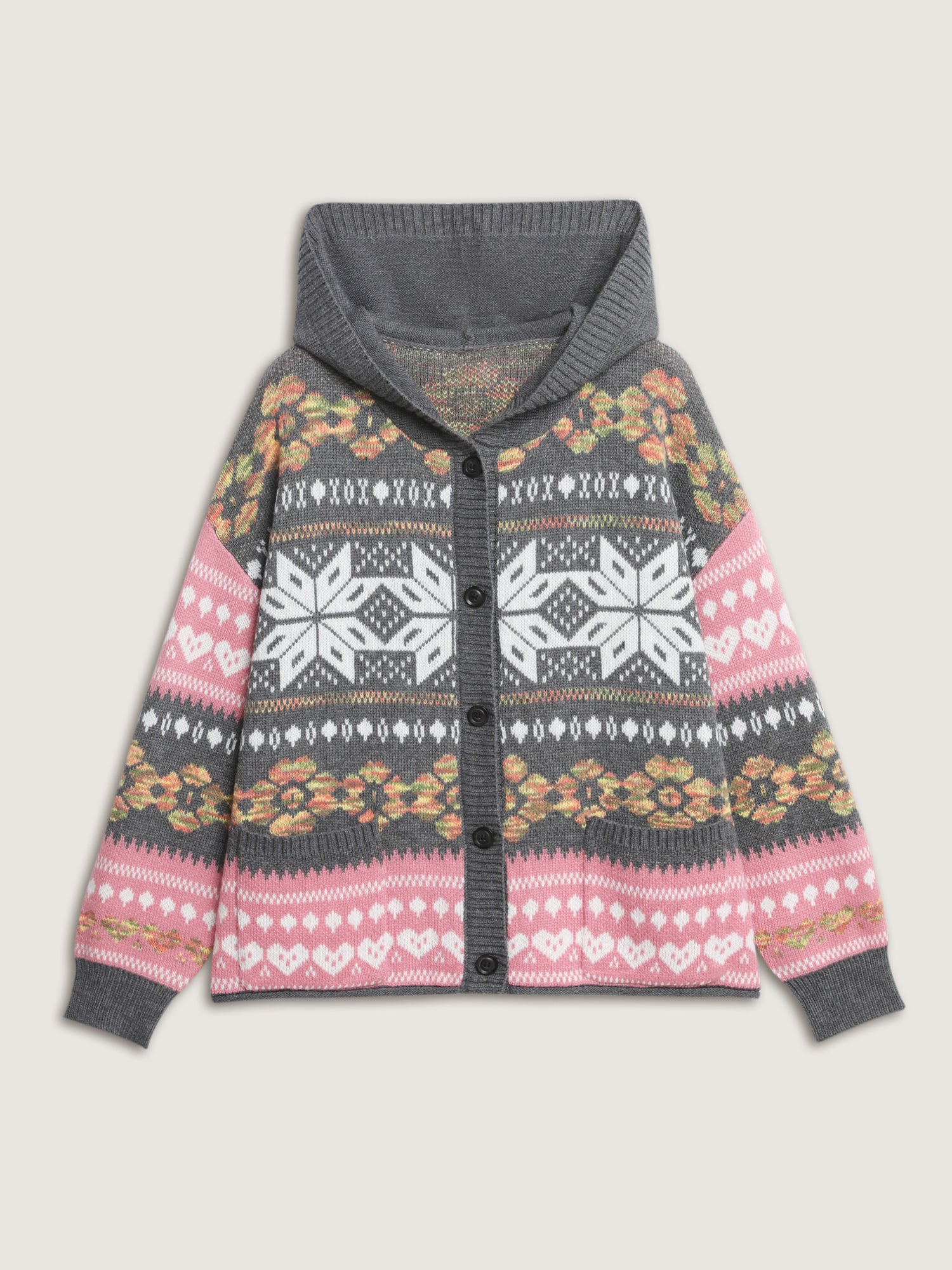 Fair-Isle Pattern Jacquard Knit Cardigan - Image 8