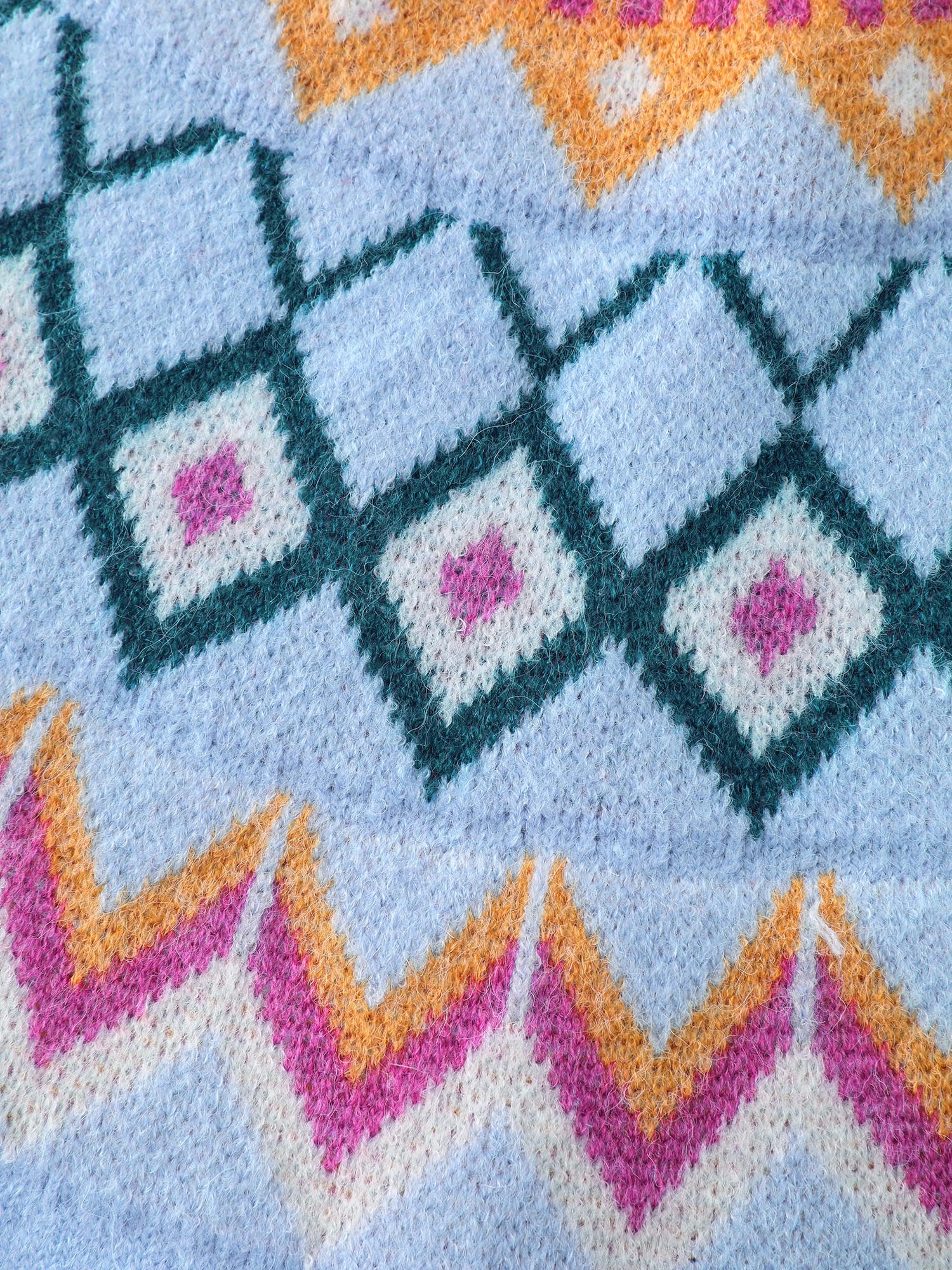 Fair-Isle Pattern Jacquard Round Neck Pullover - Image 5