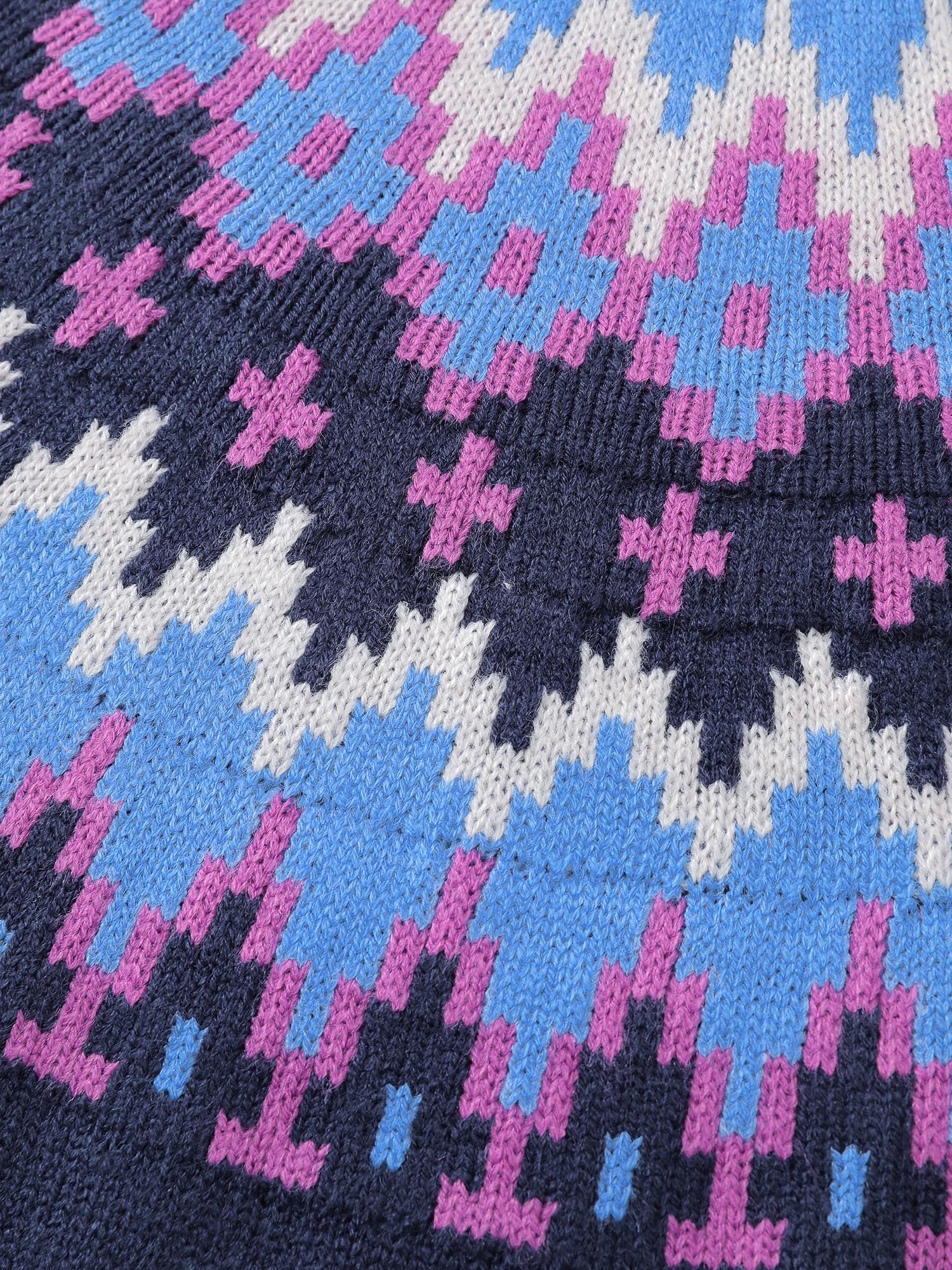 Fair-Isle Pattern Round Neck Sweater Dress - Image 6