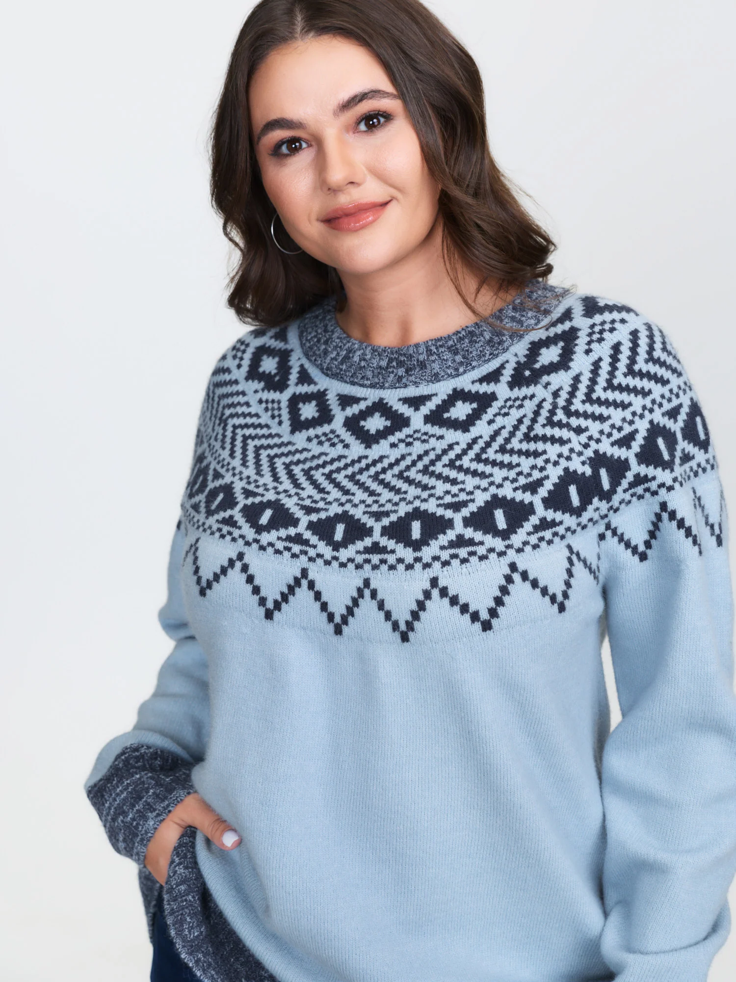 Fair-Isle Yarn Blend Textured Pullover - Image 2
