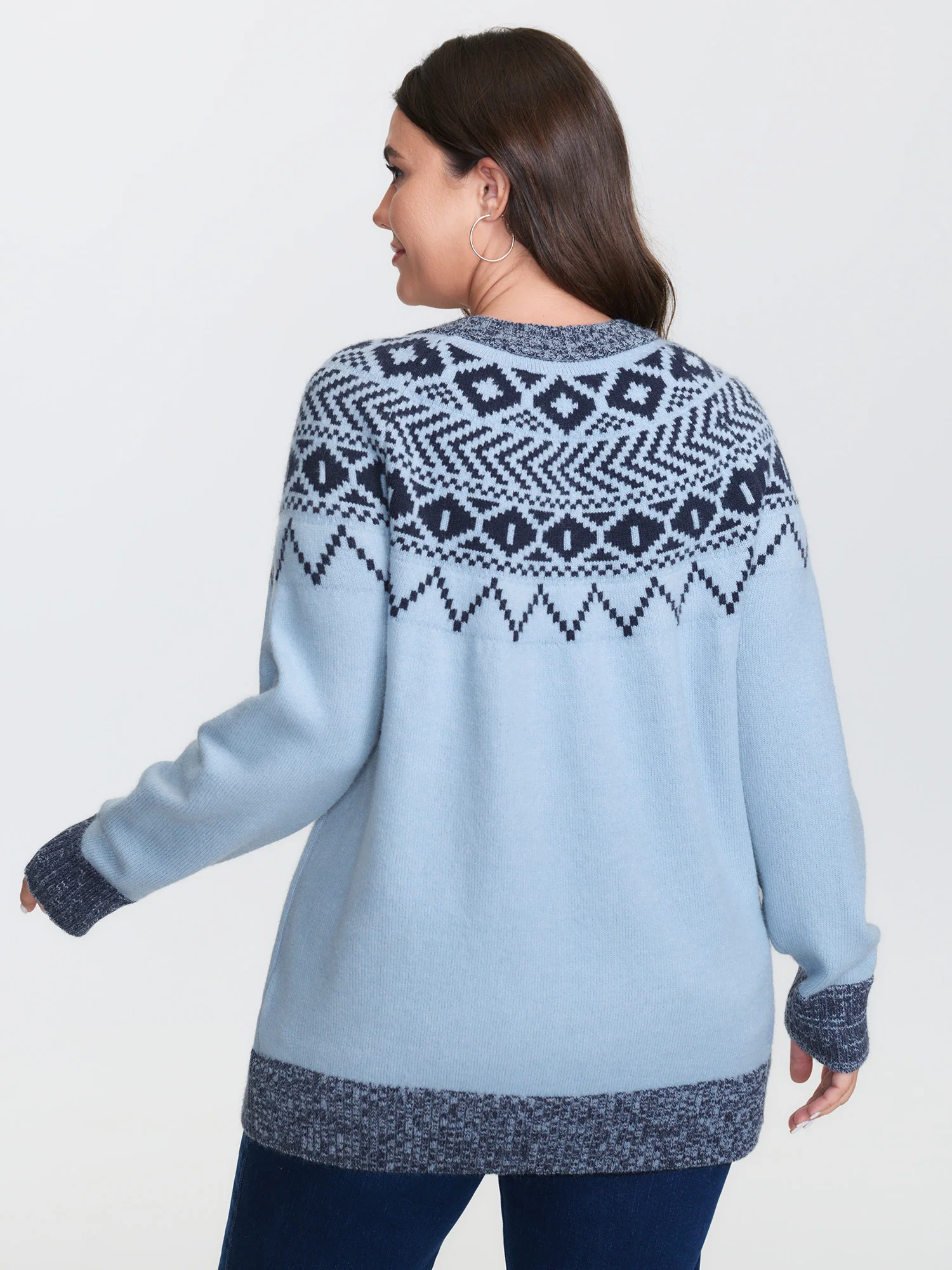 Fair-Isle Yarn Blend Textured Pullover - Image 4