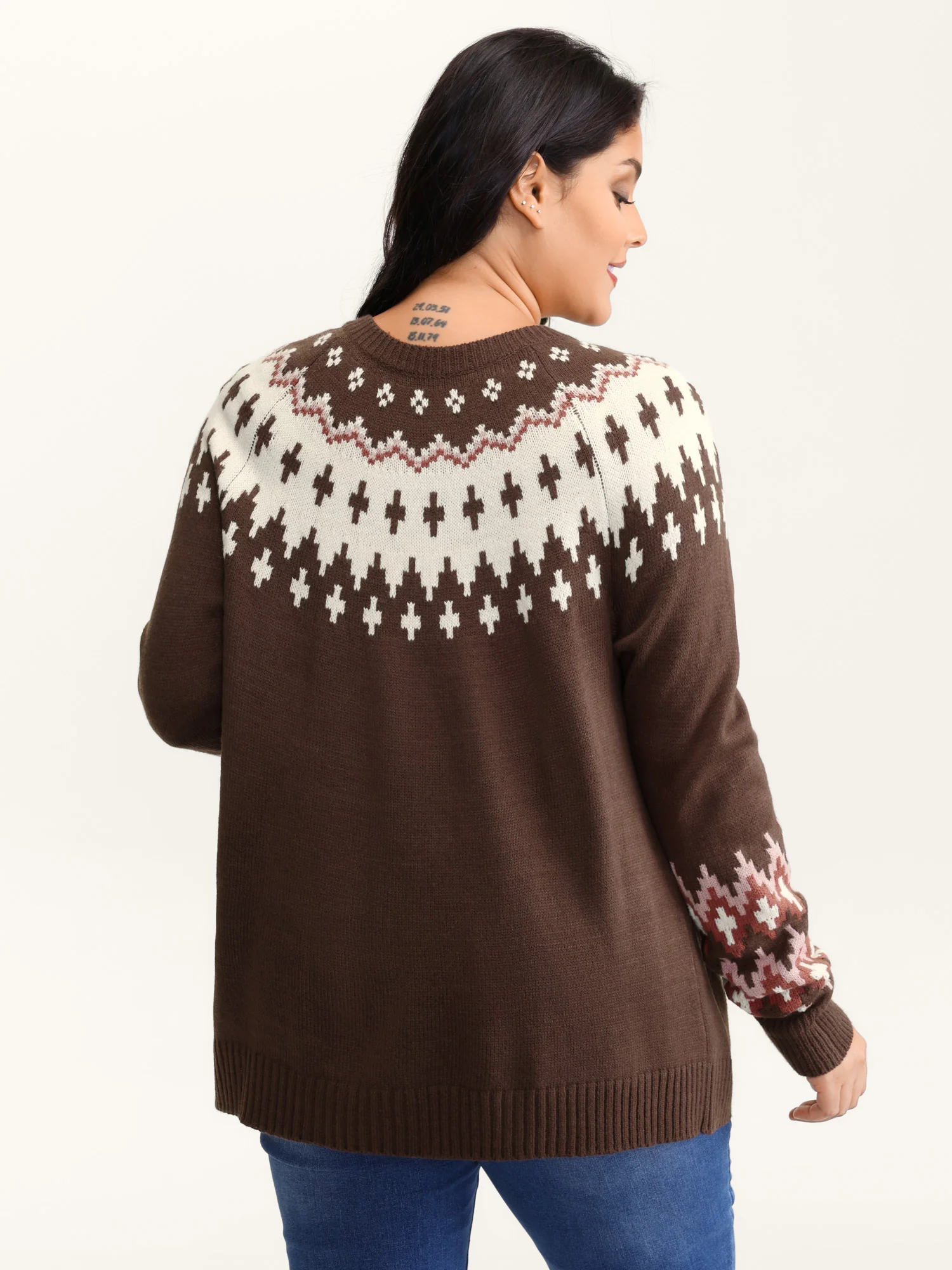 Fair-Isle Yoke Button Knit Cardigan - Image 4