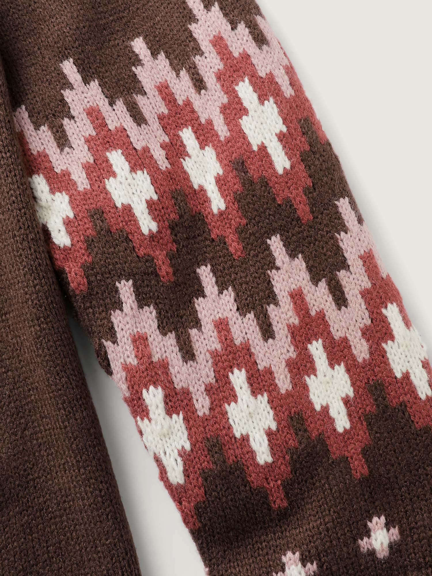 Fair-Isle Yoke Button Knit Cardigan - Image 7