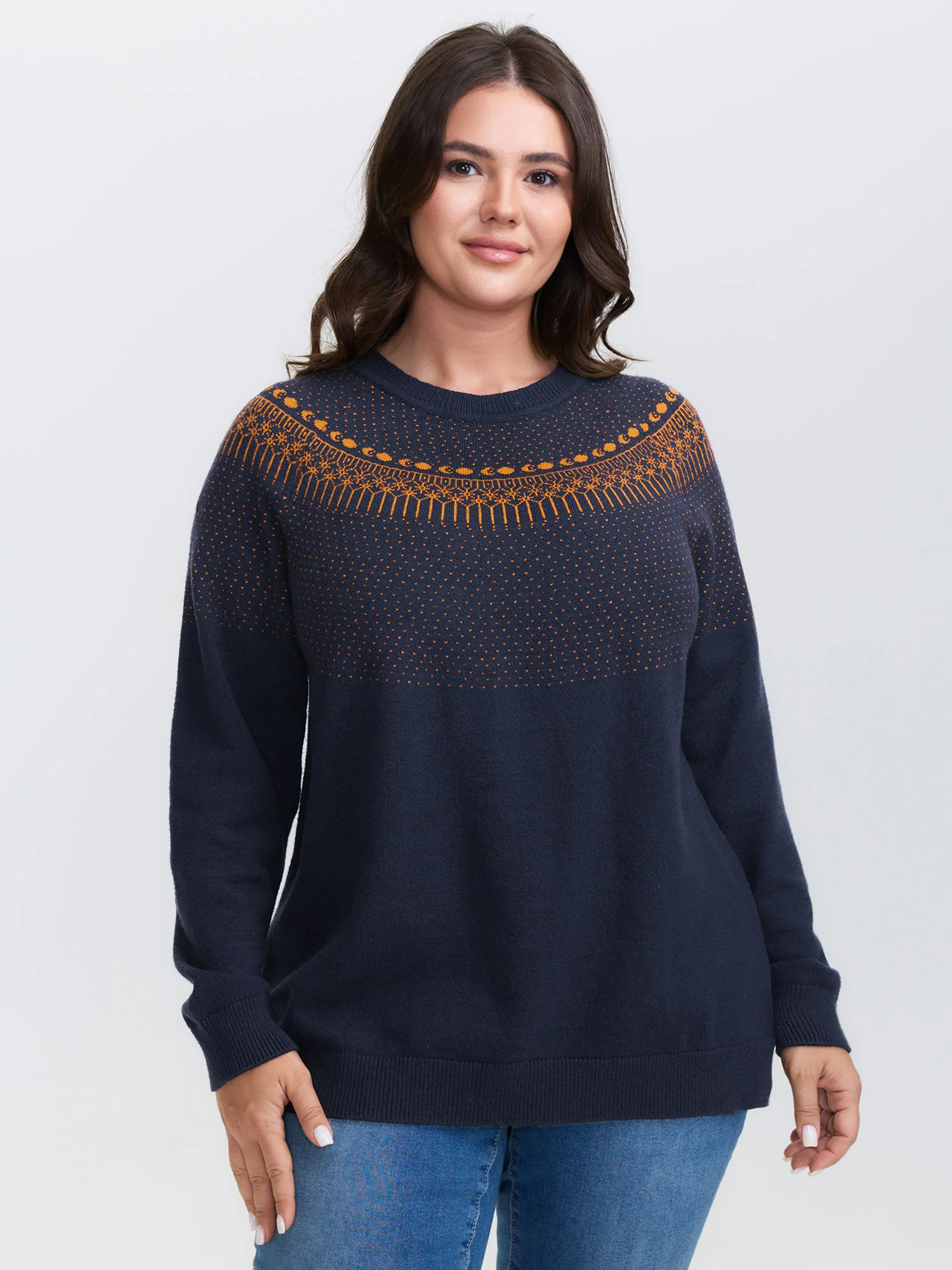 Supersoft Fair Isle Yoke Color Contrast Pullover - Image 2