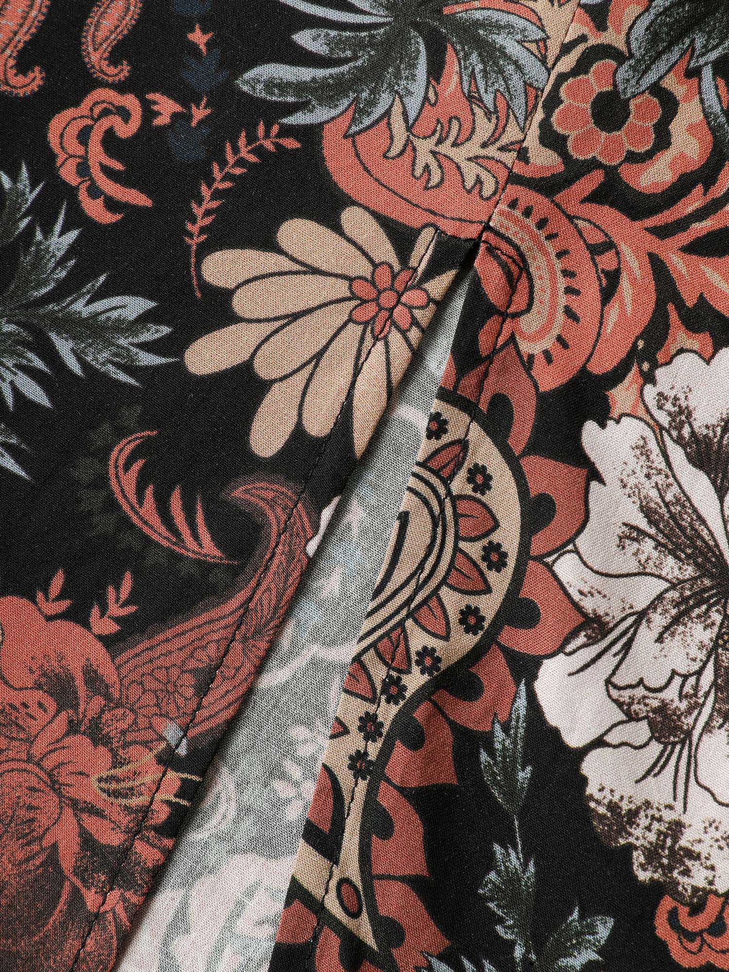 Fall Floral Print Surplice Neck Midi Dress - Image 6