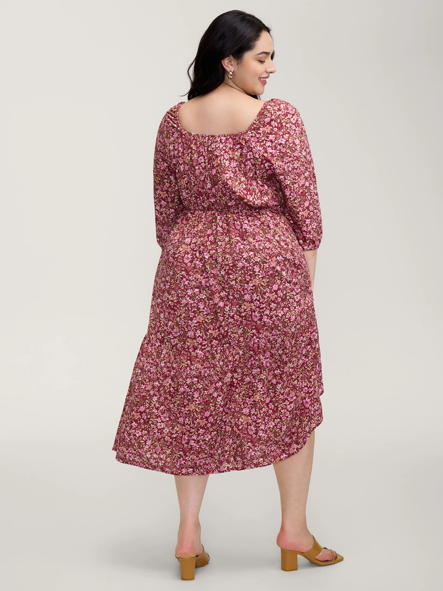 Fall Florals Gather Bust Button Maxi Dress - Image 4