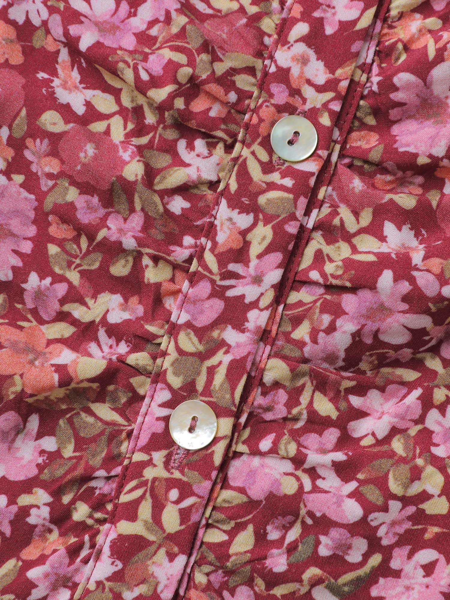 Fall Florals Gather Bust Button Maxi Dress - Image 5