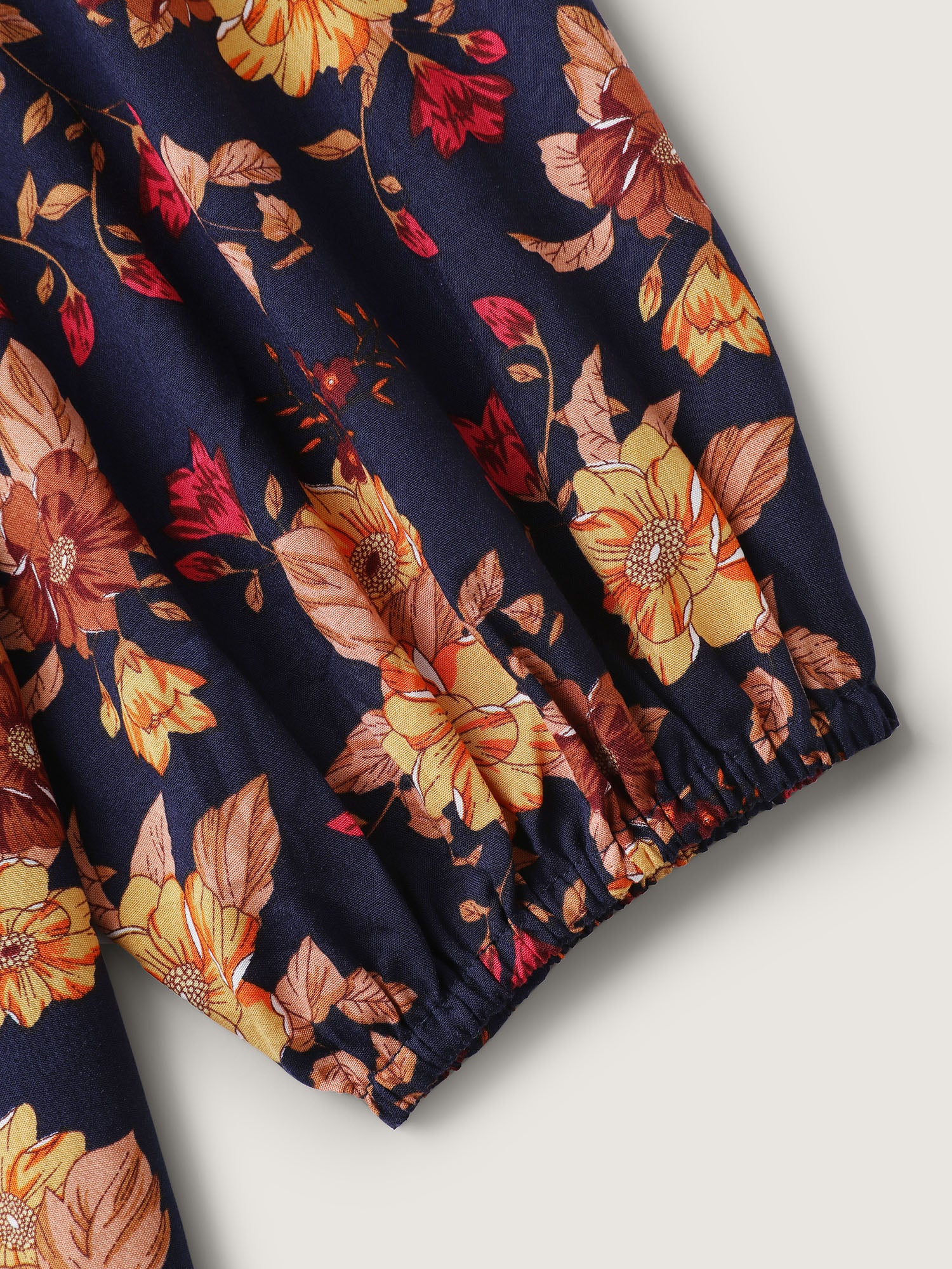 Fall Florals Lace Trim Flowy Blouse - Image 6