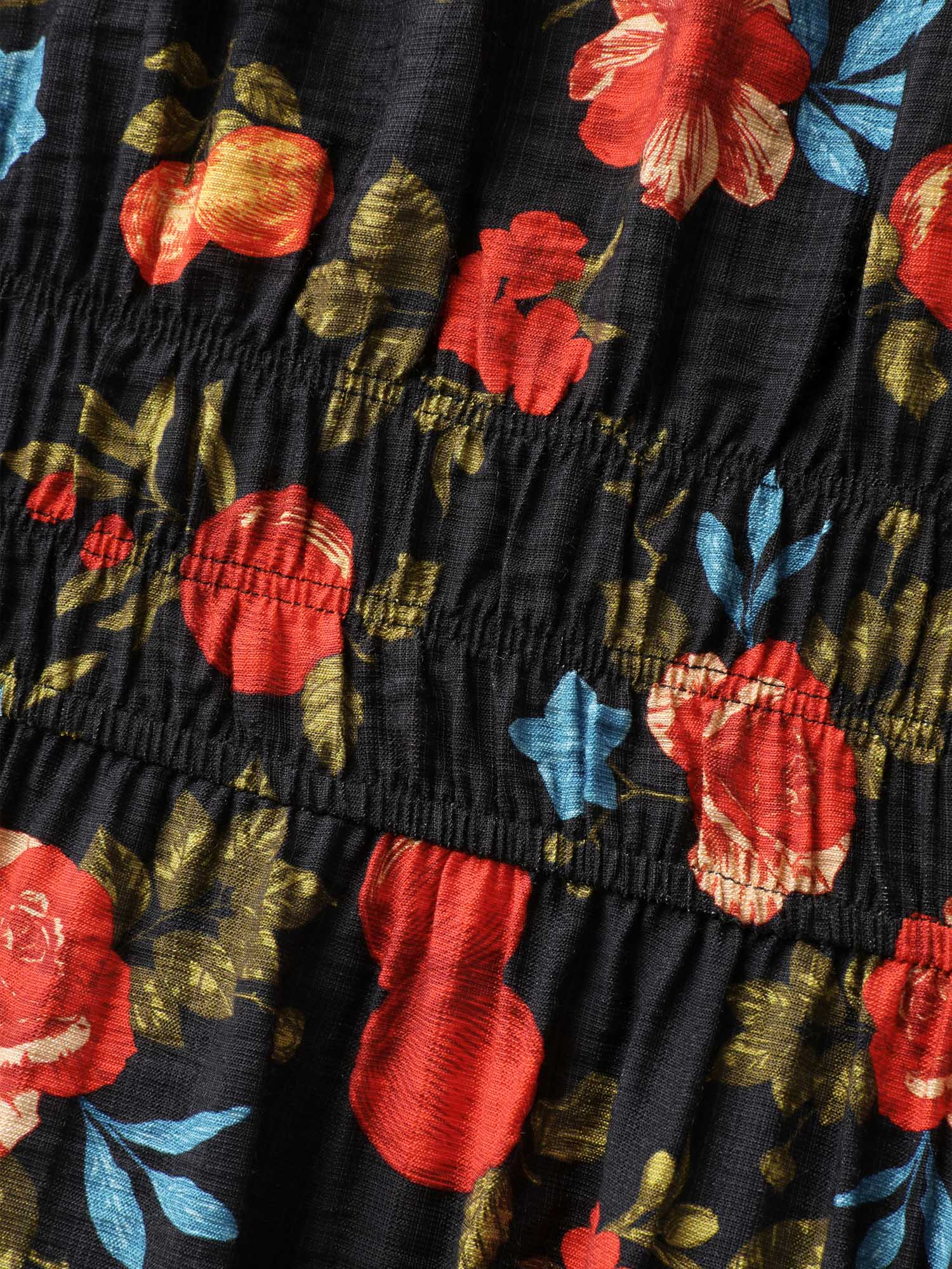 Fall Fruity Floral Waist-Cinched Midi Dress - Image 5