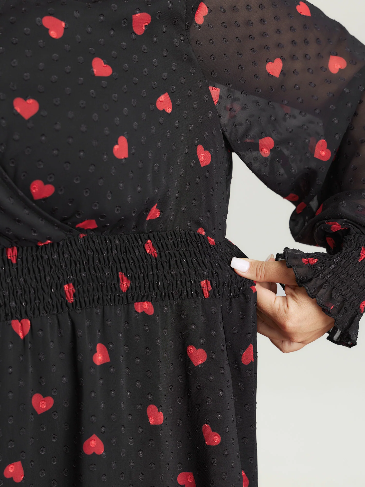 Fall in Love Print Shirred Waist Midi Dress - Image 4