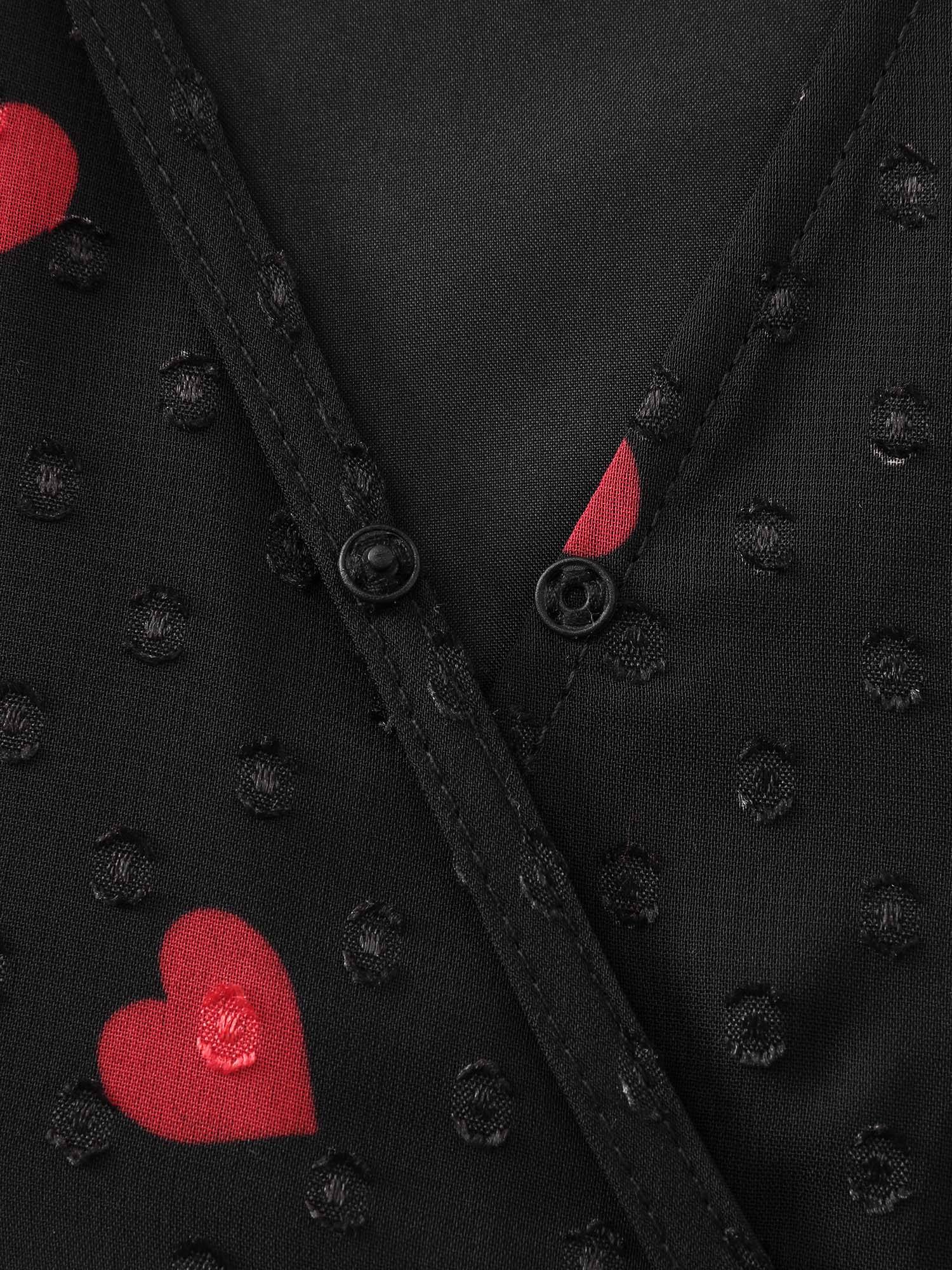 Fall in Love Print Shirred Waist Midi Dress - Image 7