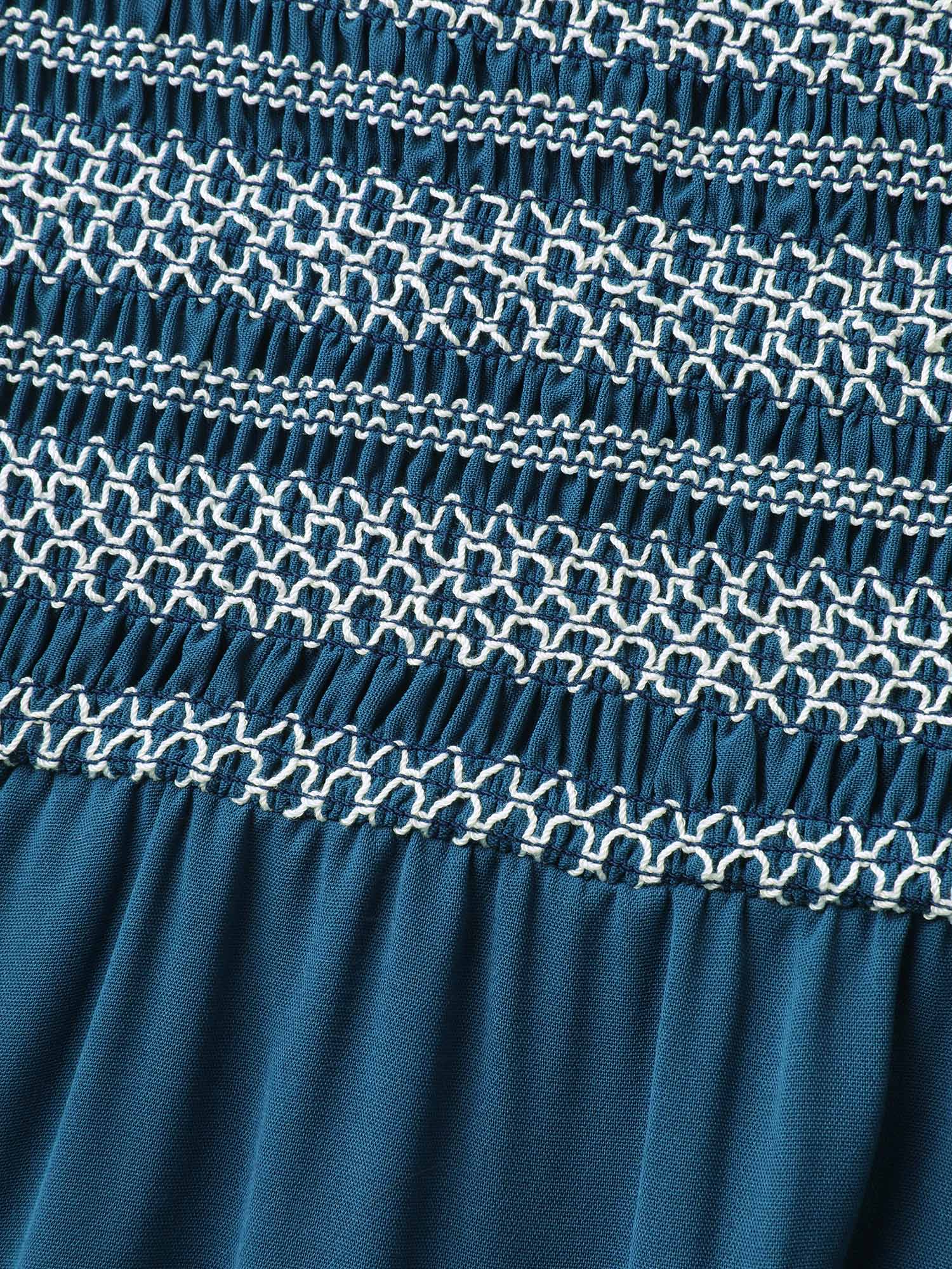 Fancy Shirred Flutter Tiered Pockets Midi Dress - Image 5