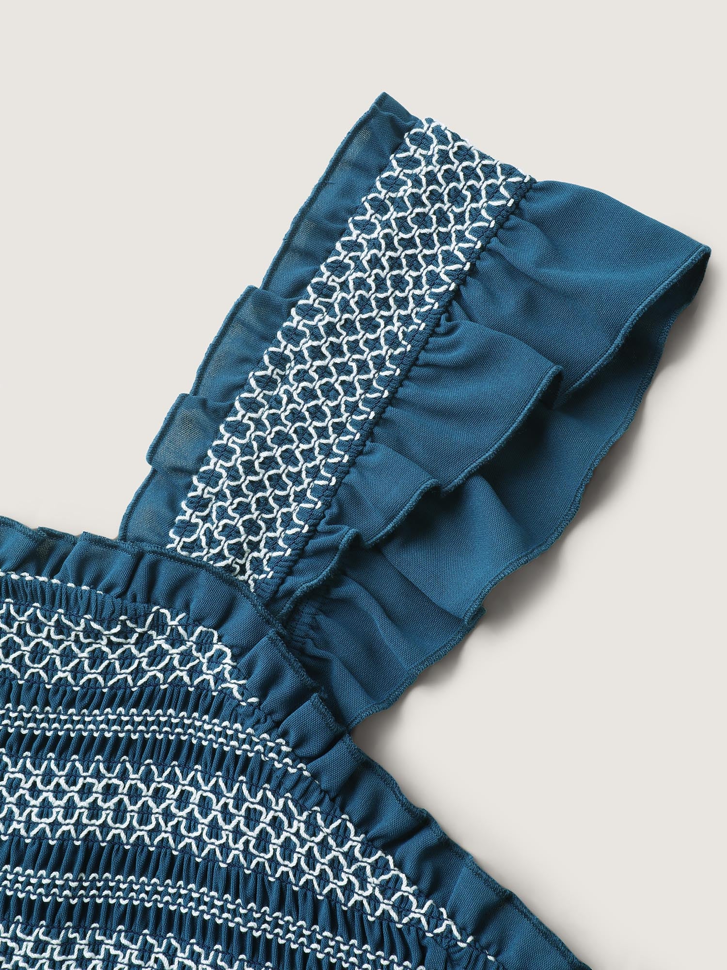 Fancy Shirred Flutter Tiered Pockets Midi Dress - Image 6