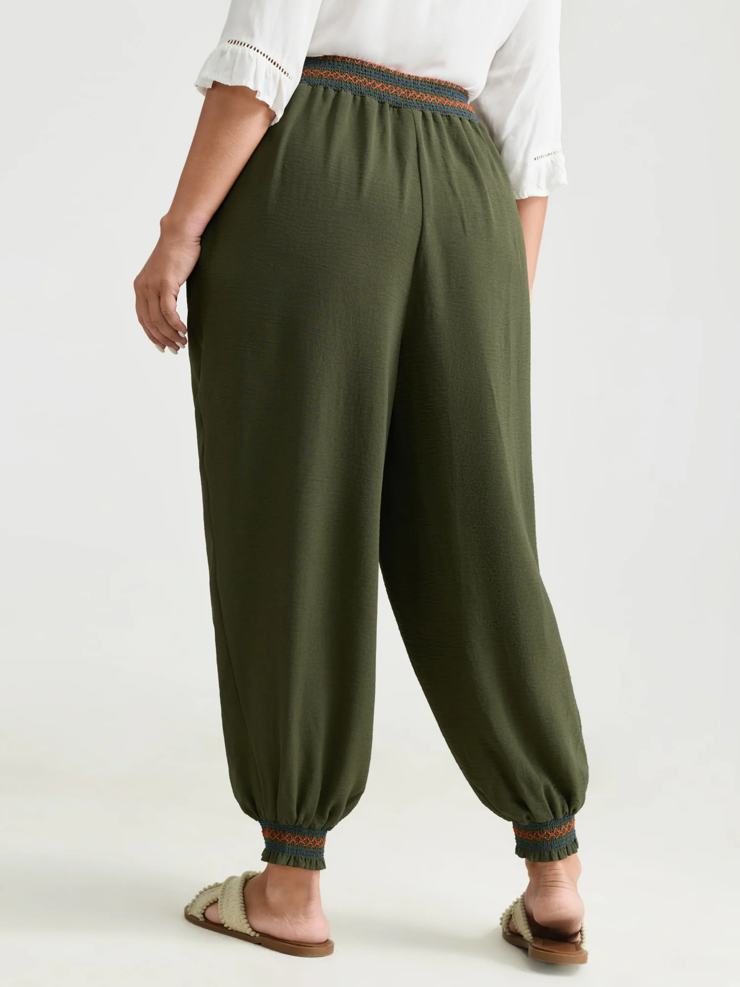 Fancy Shirred Waistband Jogger Pants - Image 5