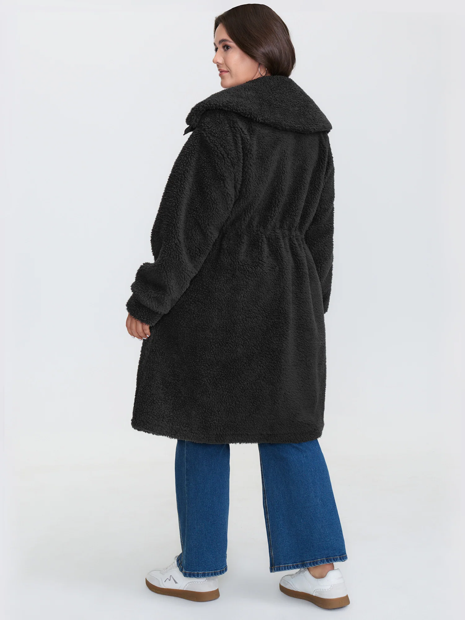 Faux Shearling Zipper Pockets Jacket - Image 4