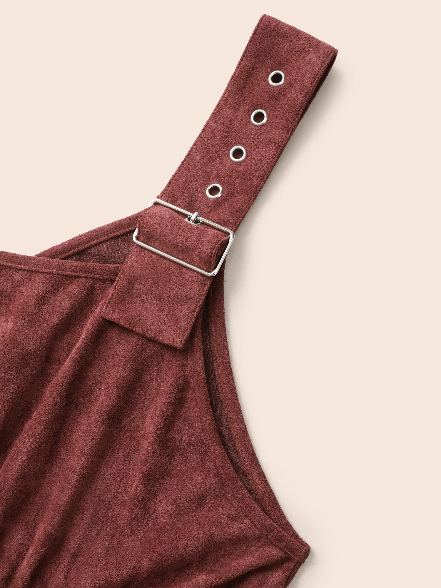 Faux Suede Pocket Overall Dress - Image 5