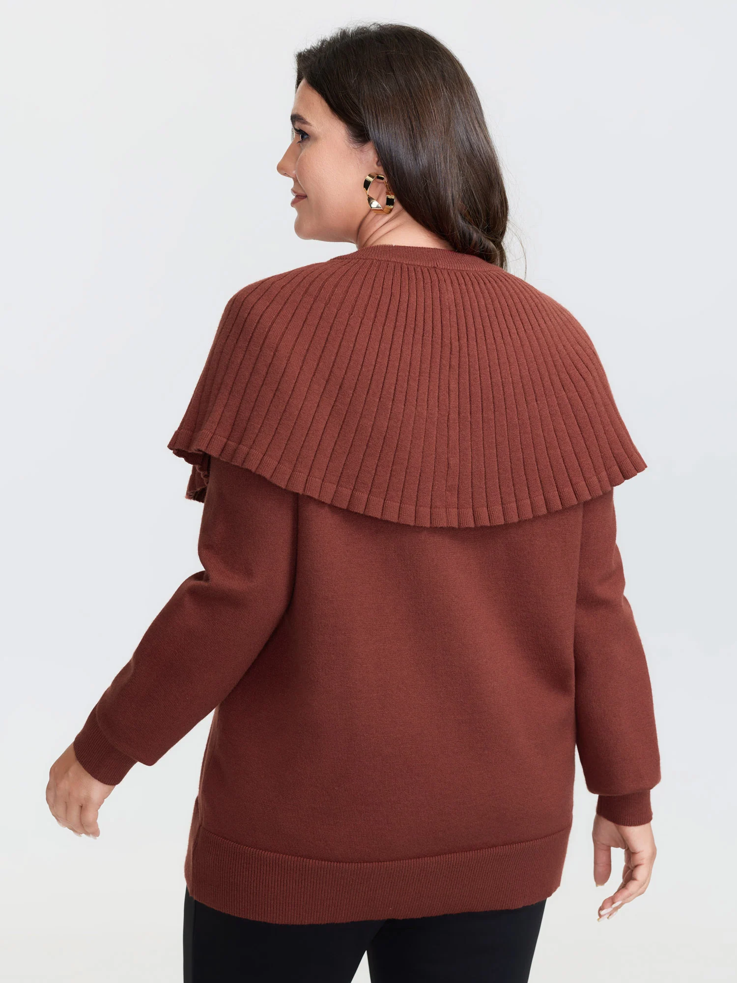Faux Two-Piece Cape Velvet Bow Pullover - Image 4