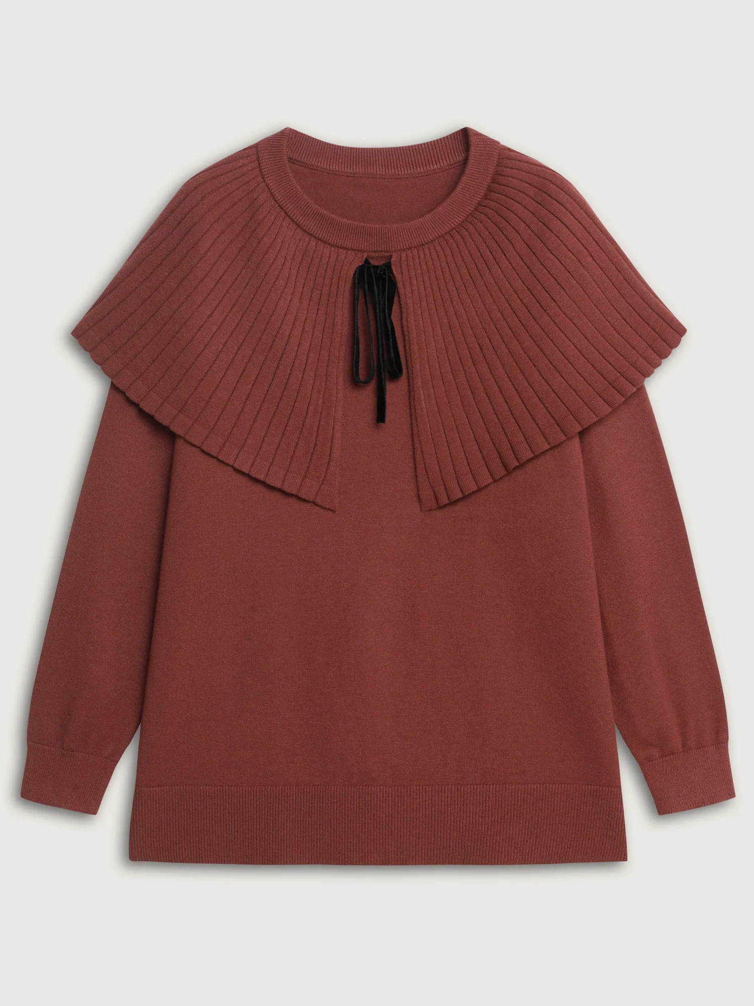 Faux Two-Piece Cape Velvet Bow Pullover - Image 7