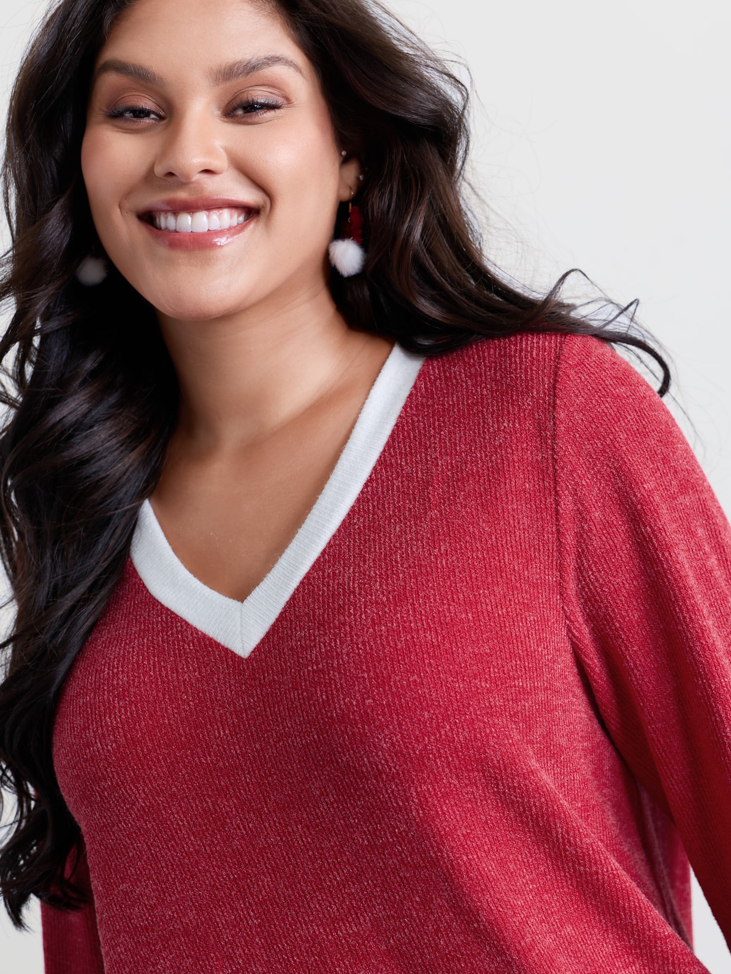Faux-Wool Color Contrast Sweatshirt - Image 2
