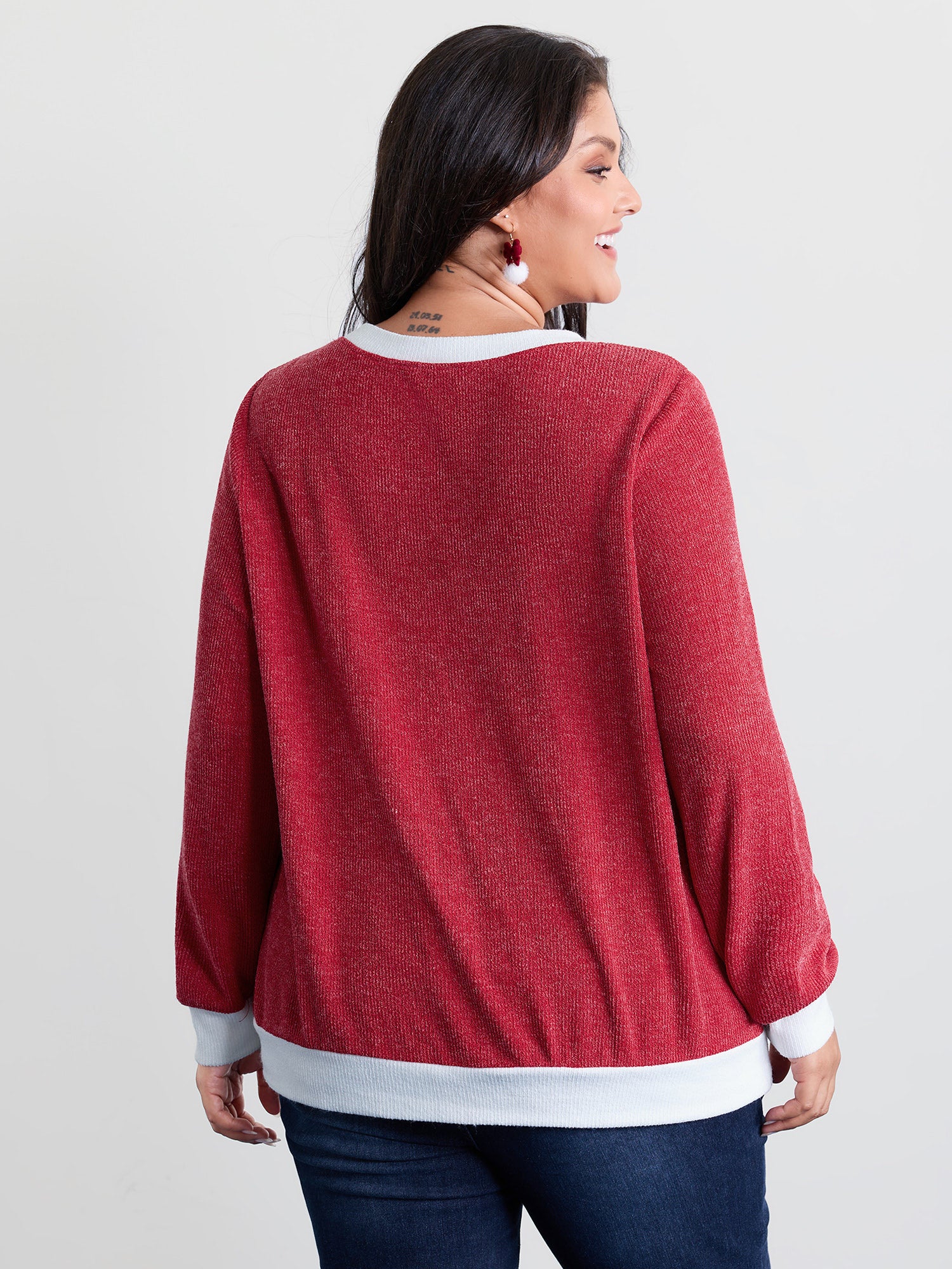 Faux-Wool Color Contrast Sweatshirt - Image 4