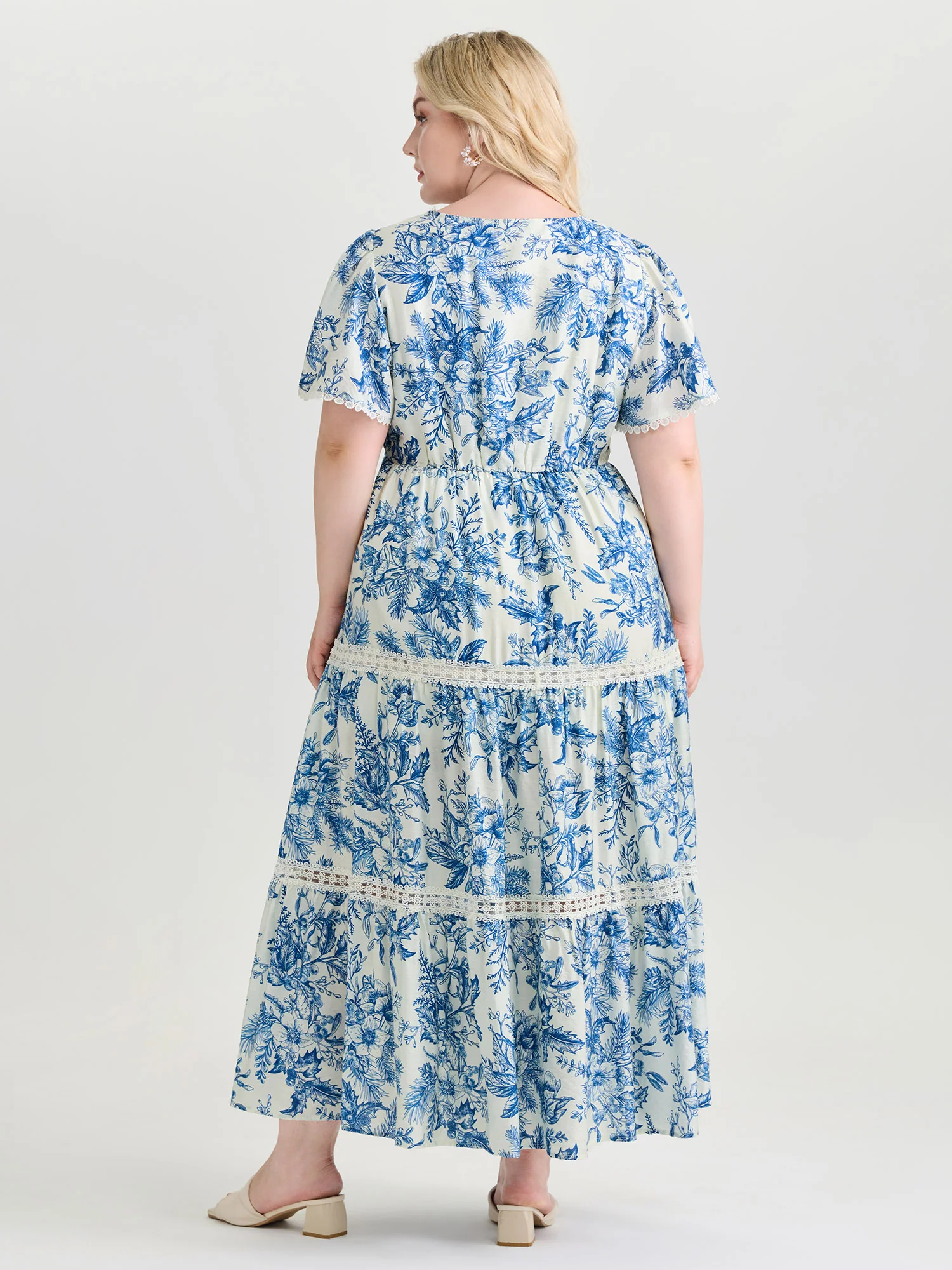 Femme Floral Print Lace Trim Maxi Dress - Image 4