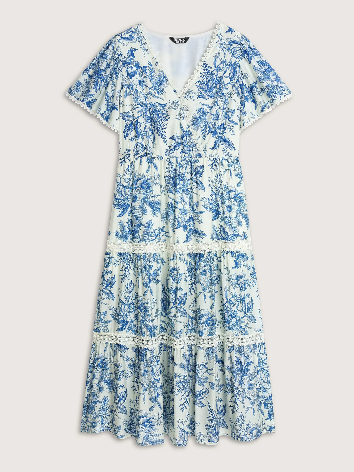 Femme Floral Print Lace Trim Maxi Dress - Image 7