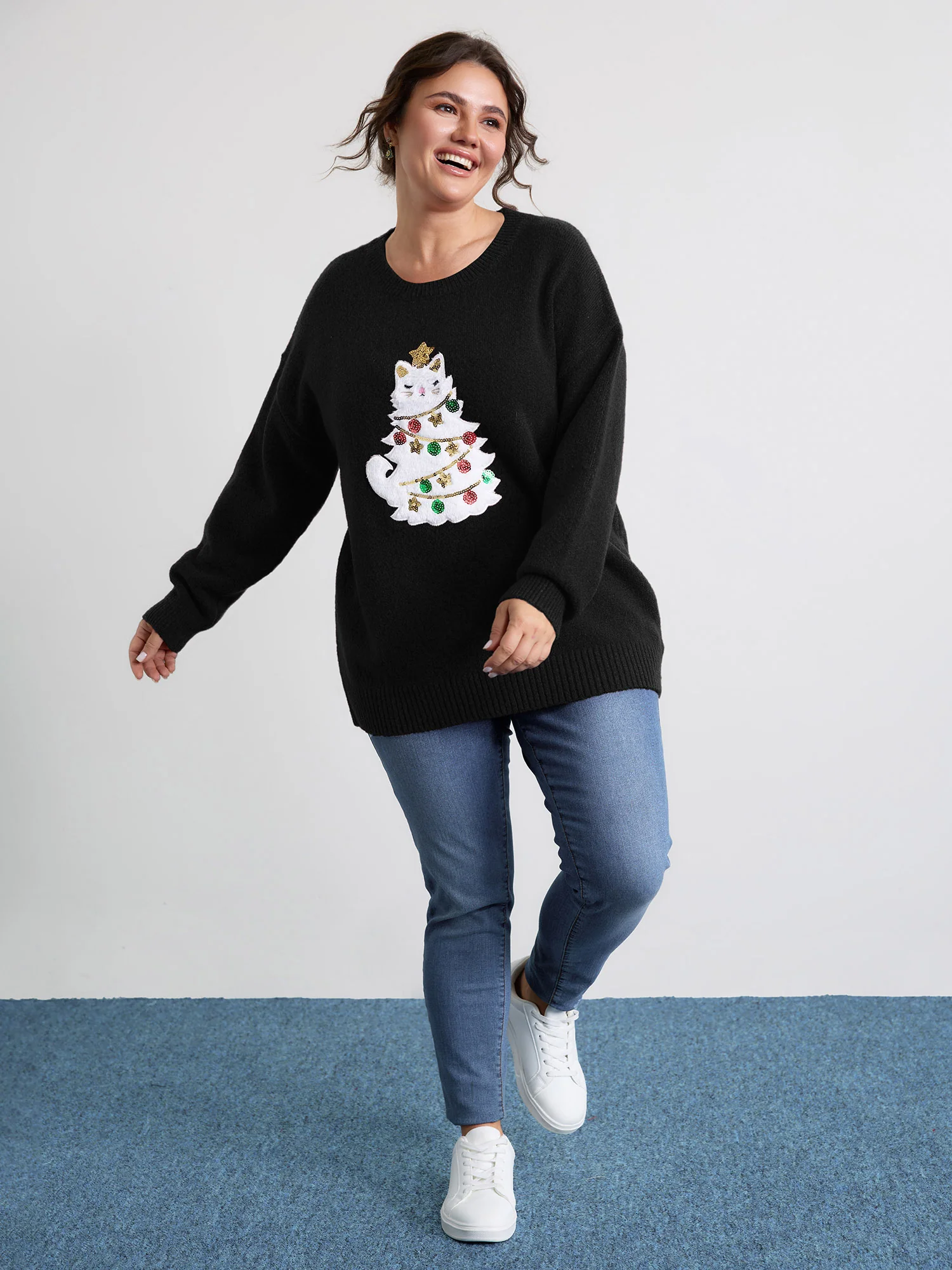 Festive Cat Tree Colorful Pullover - Image 10