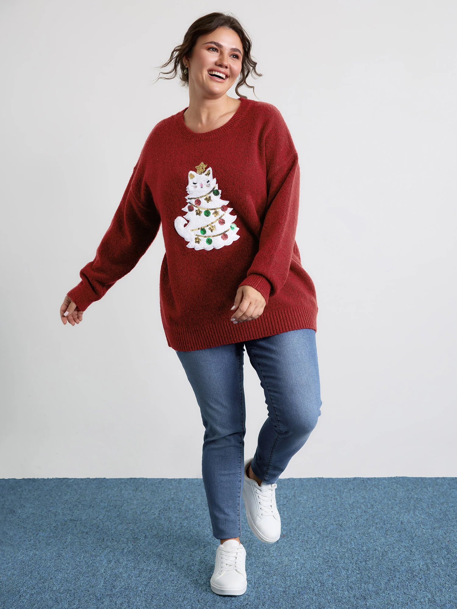 Festive Cat Tree Colorful Pullover - Image 3