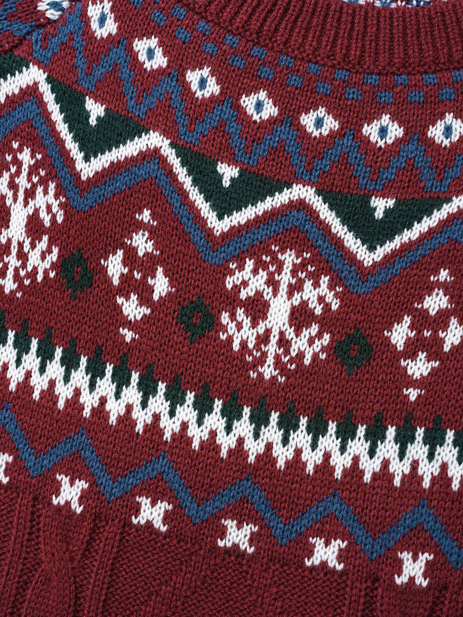 Festive Fair Isle Cable Knit Pullover - Image 6