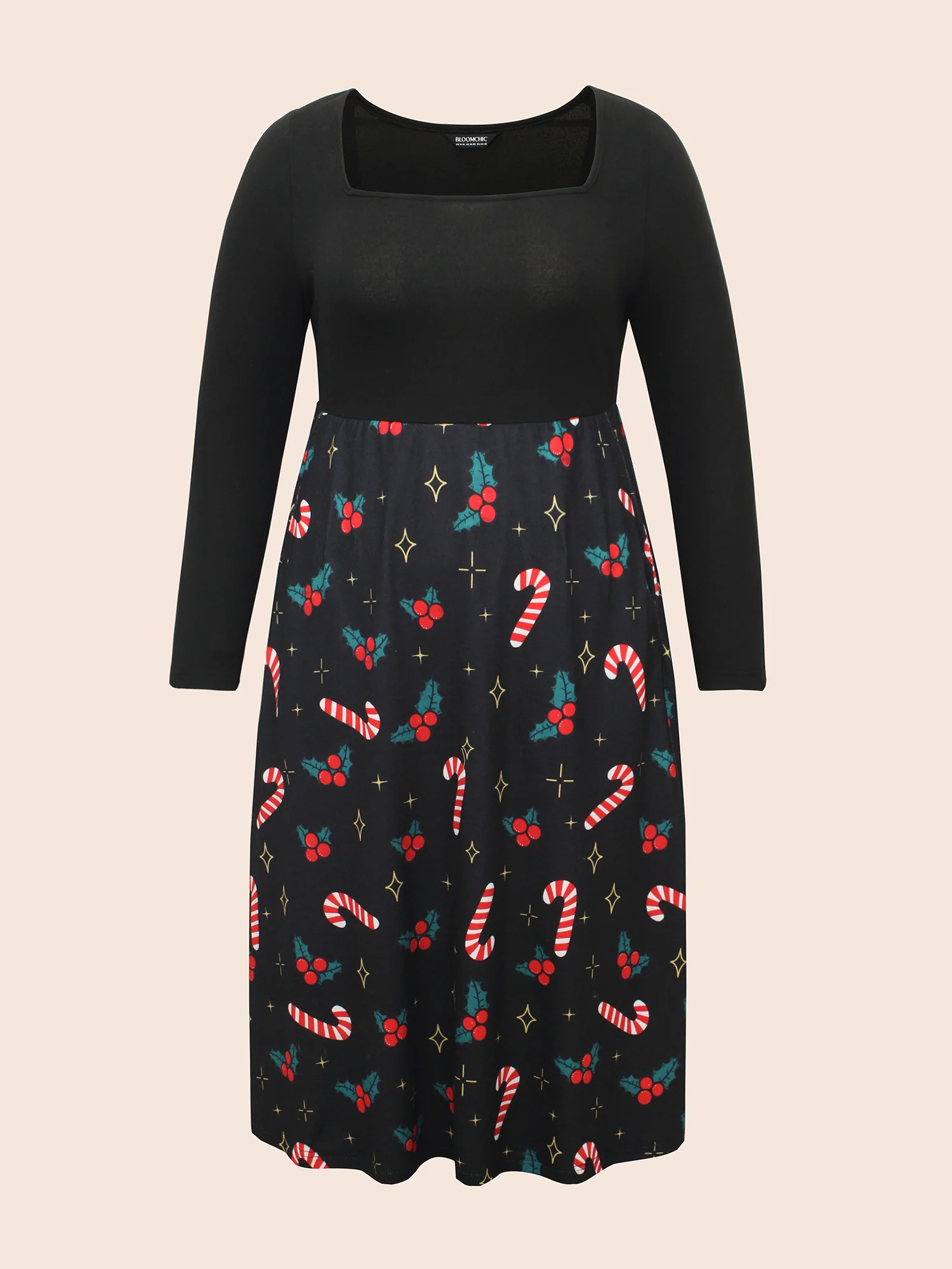 Festive Knit Printed Skirt Midi Dress - Image 7