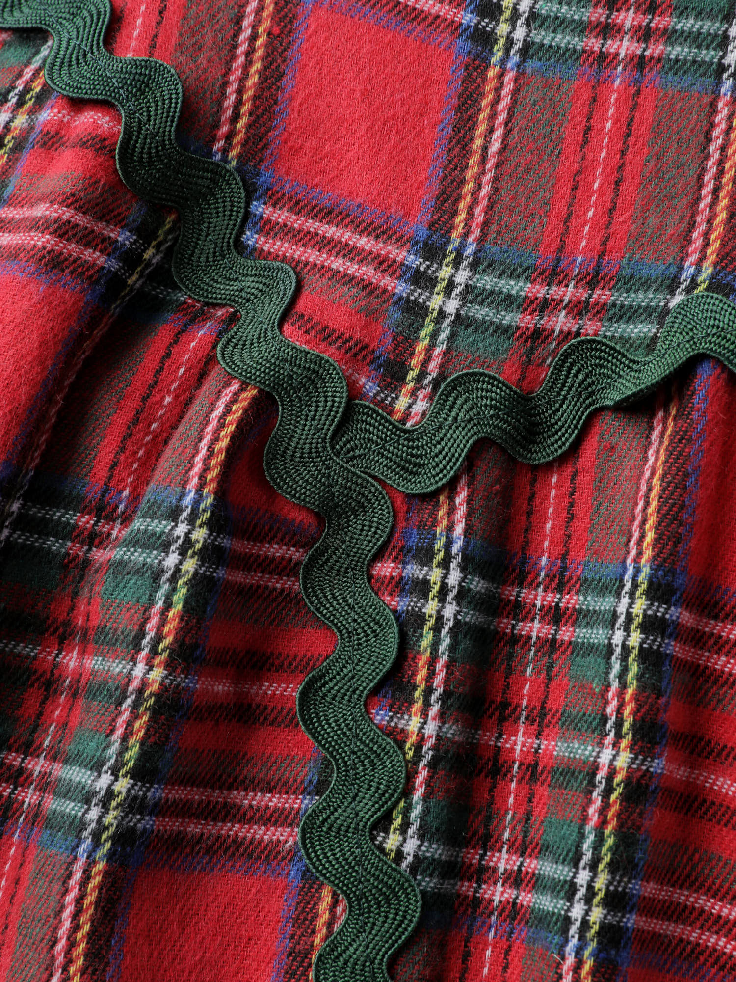 Festive Plaid Wavy Trim Mini Dress - Image 5