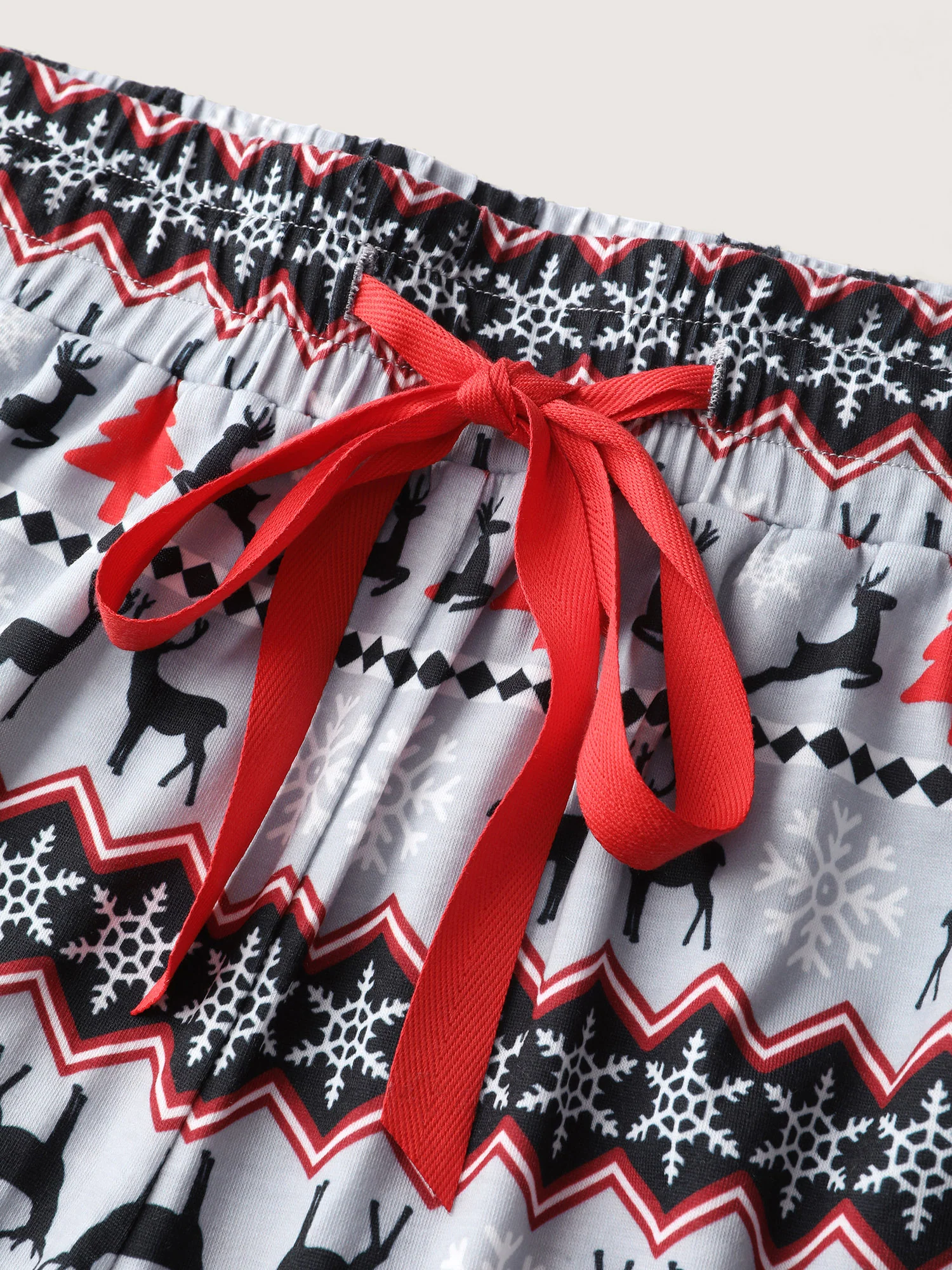 Festive Print Color Contrast Drawstring Lounge Bottoms - Image 6