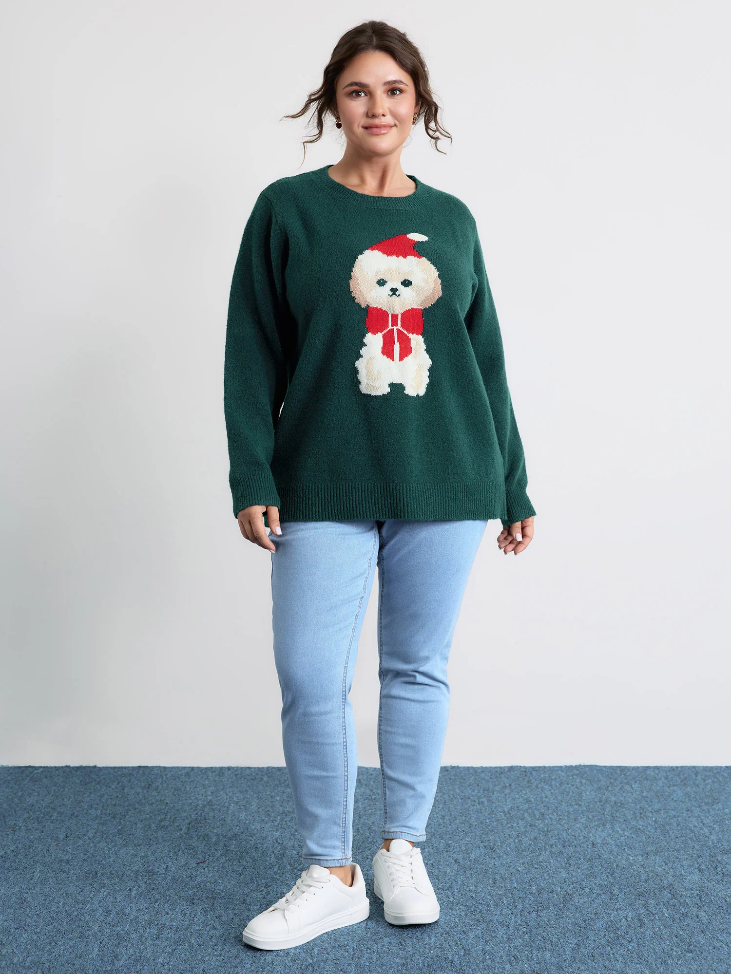 Festive Puppy Jacquard Pattern Pullover - Image 3