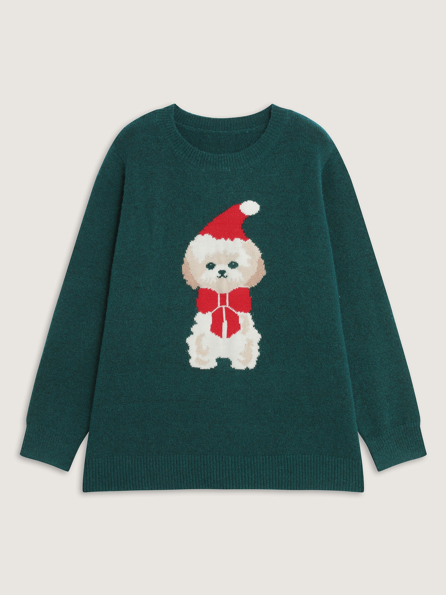 Festive Puppy Jacquard Pattern Pullover - Image 7