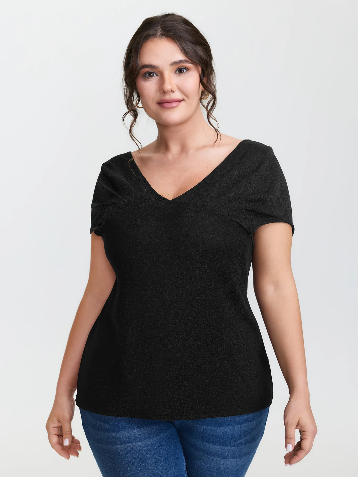 Festive Shimmer Super Pleated Shoulder Top