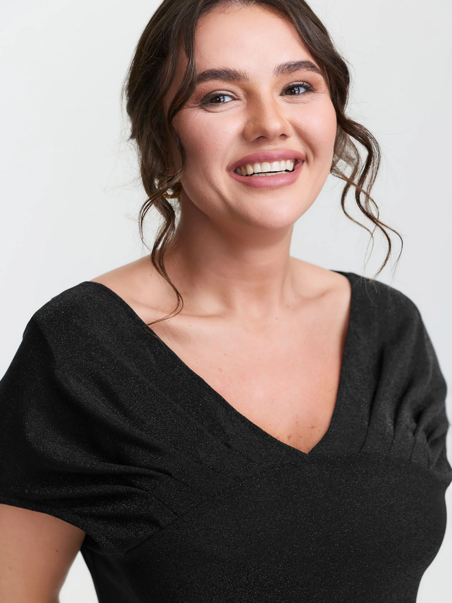 Festive Shimmer Super Pleated Shoulder Top - Image 2