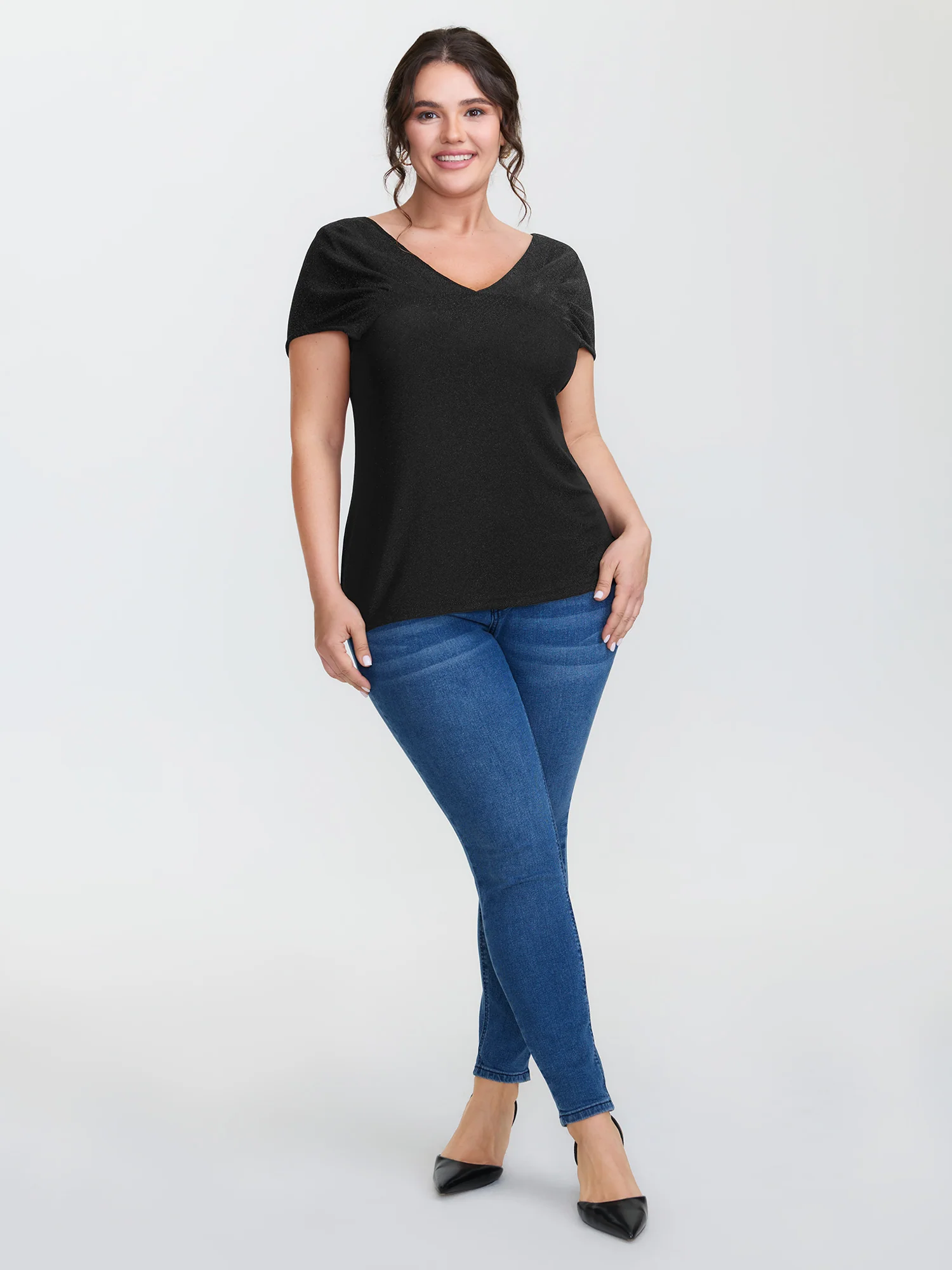 Festive Shimmer Super Pleated Shoulder Top - Image 3
