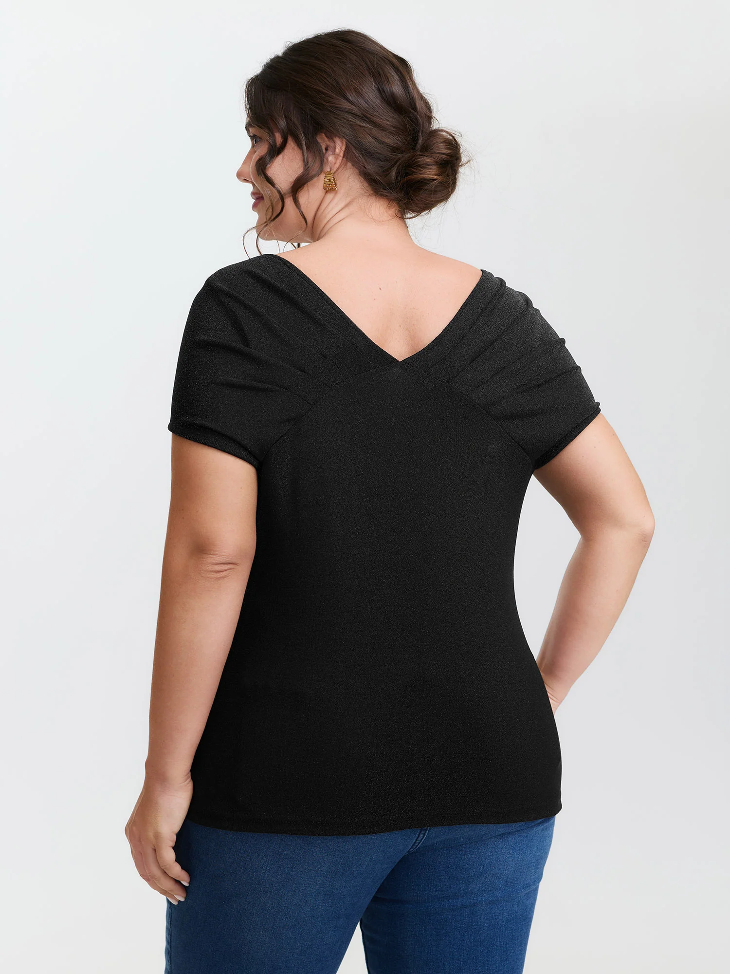 Festive Shimmer Super Pleated Shoulder Top - Image 4