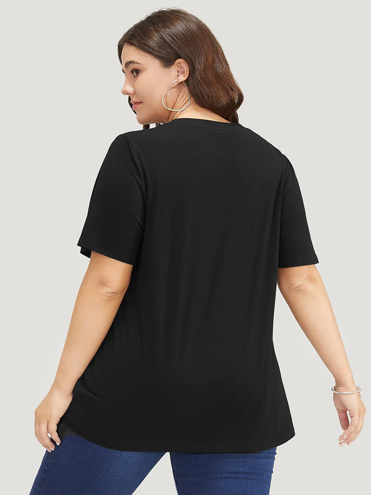 Figure & Letter Print Slightly Stretchy Zodiac T-shirt - Image 2