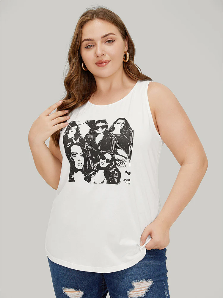 Figure Print Sleeveless Tank Top - Image 4