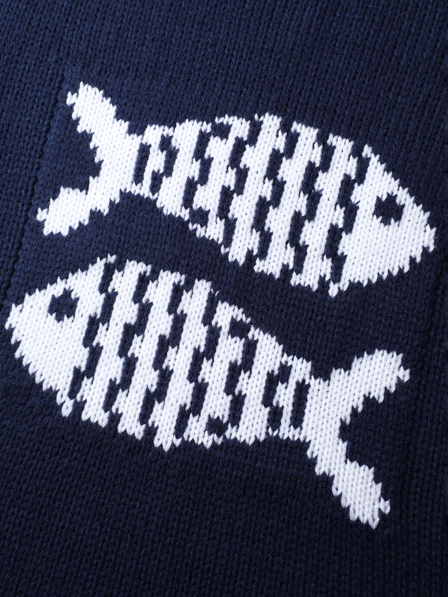 Fish Jacquard Print Round Neck Pullover - Image 5