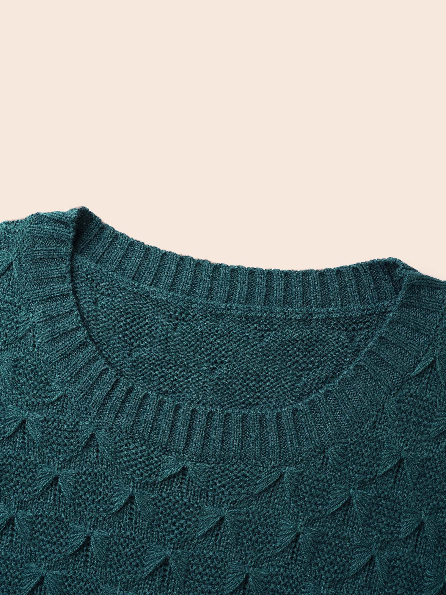 Fish Scale Texture Drop Shoulder Pullover - Image 6