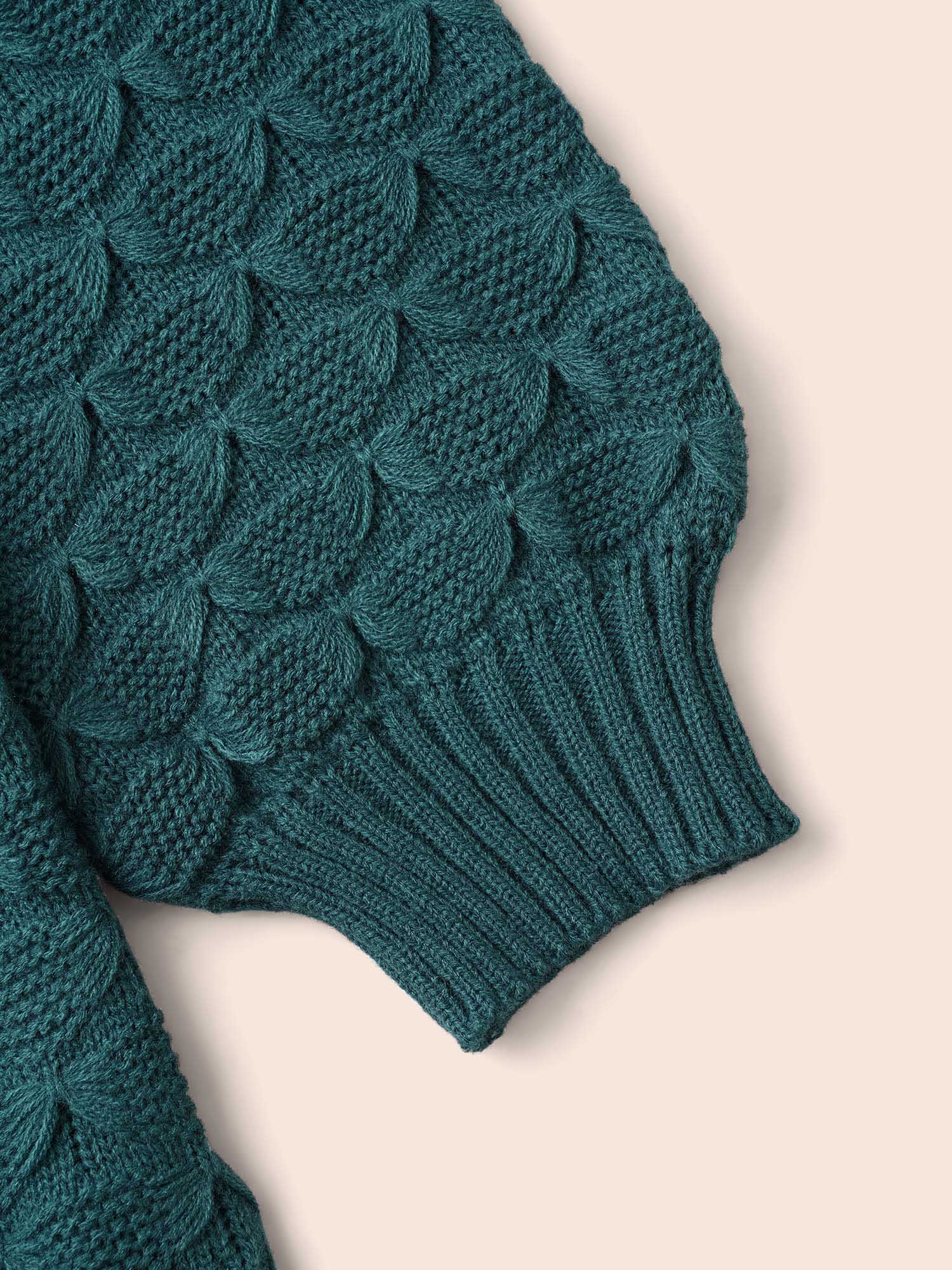Fish Scale Texture Drop Shoulder Pullover - Image 7